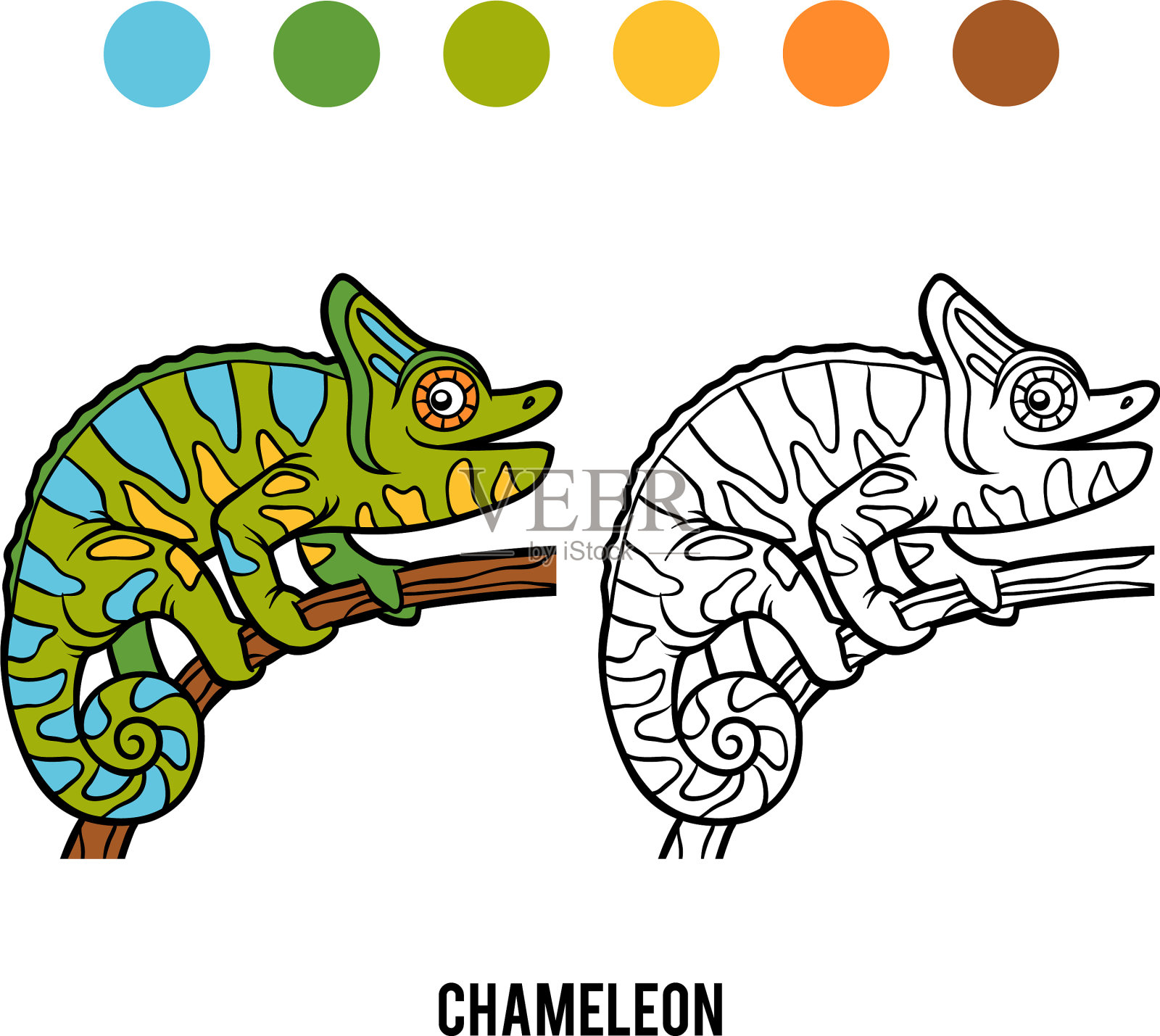 彩色书变色龙插画图片素材