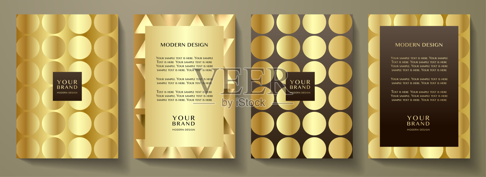 现代金套，镜框设计集。抽象奢圈图案(圆形纹理)插画图片素材