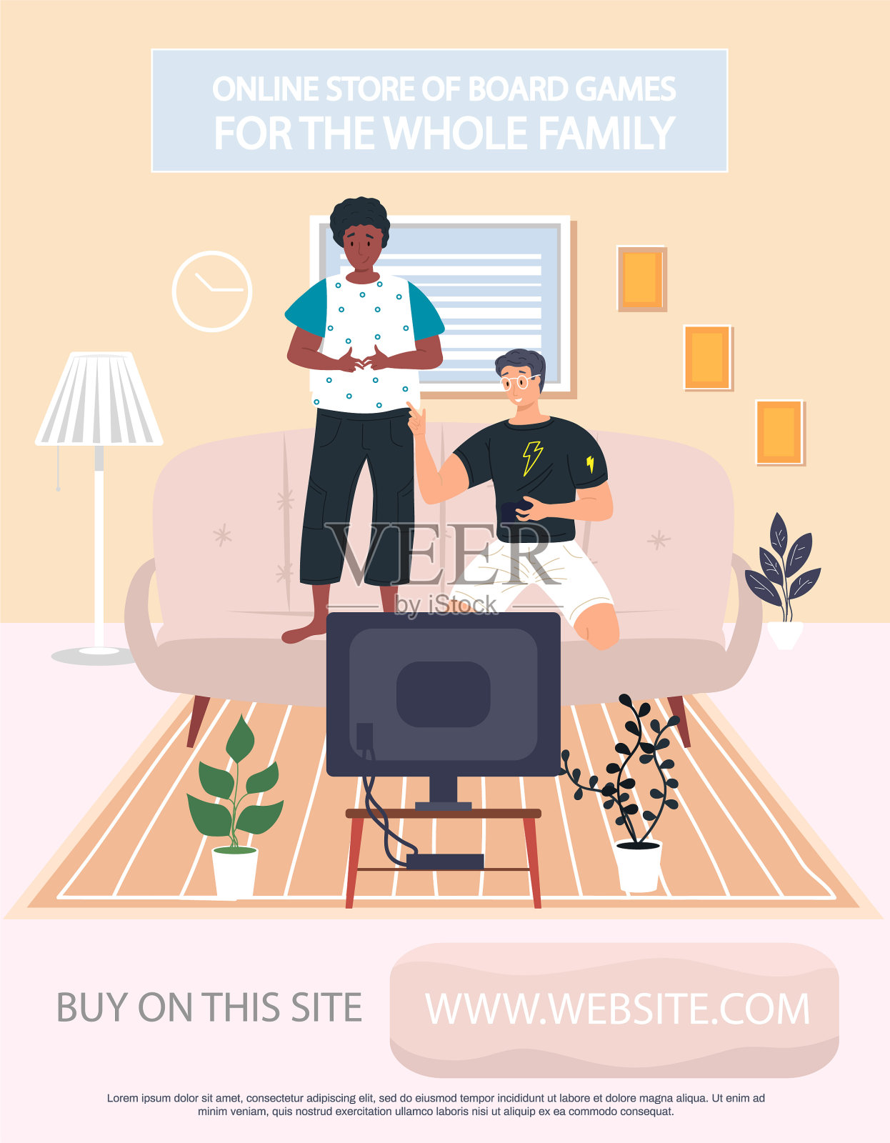 朋友们坐在家里看电影插画图片素材