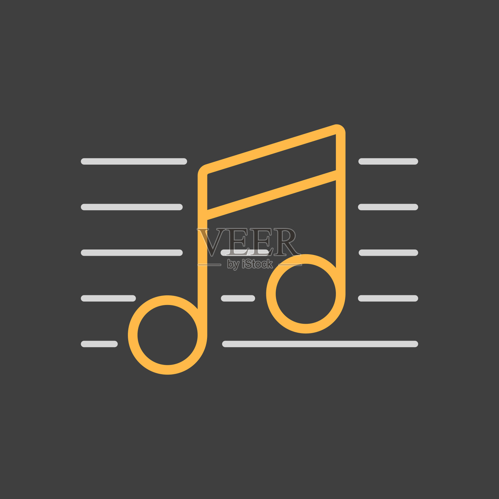 五线谱和音乐笔记向量图标黑暗的背景图标素材