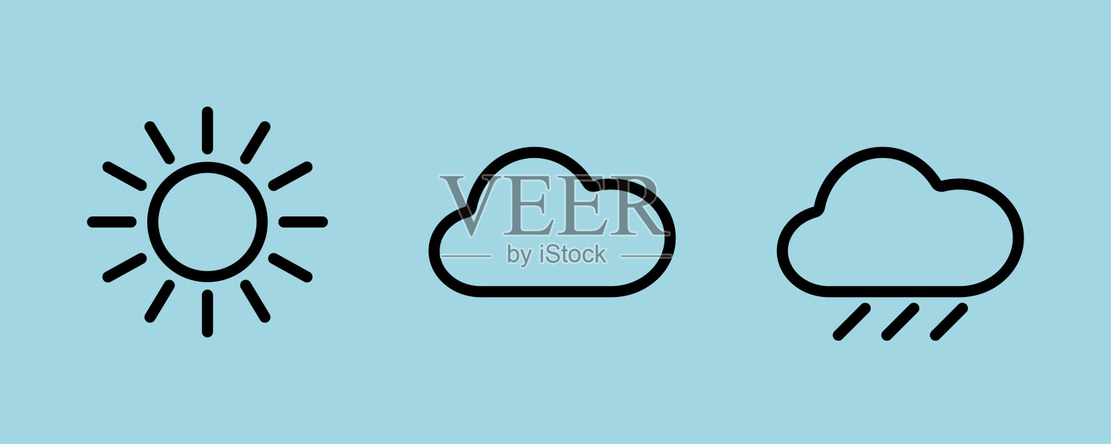 一组天气图标。矢量图图标素材