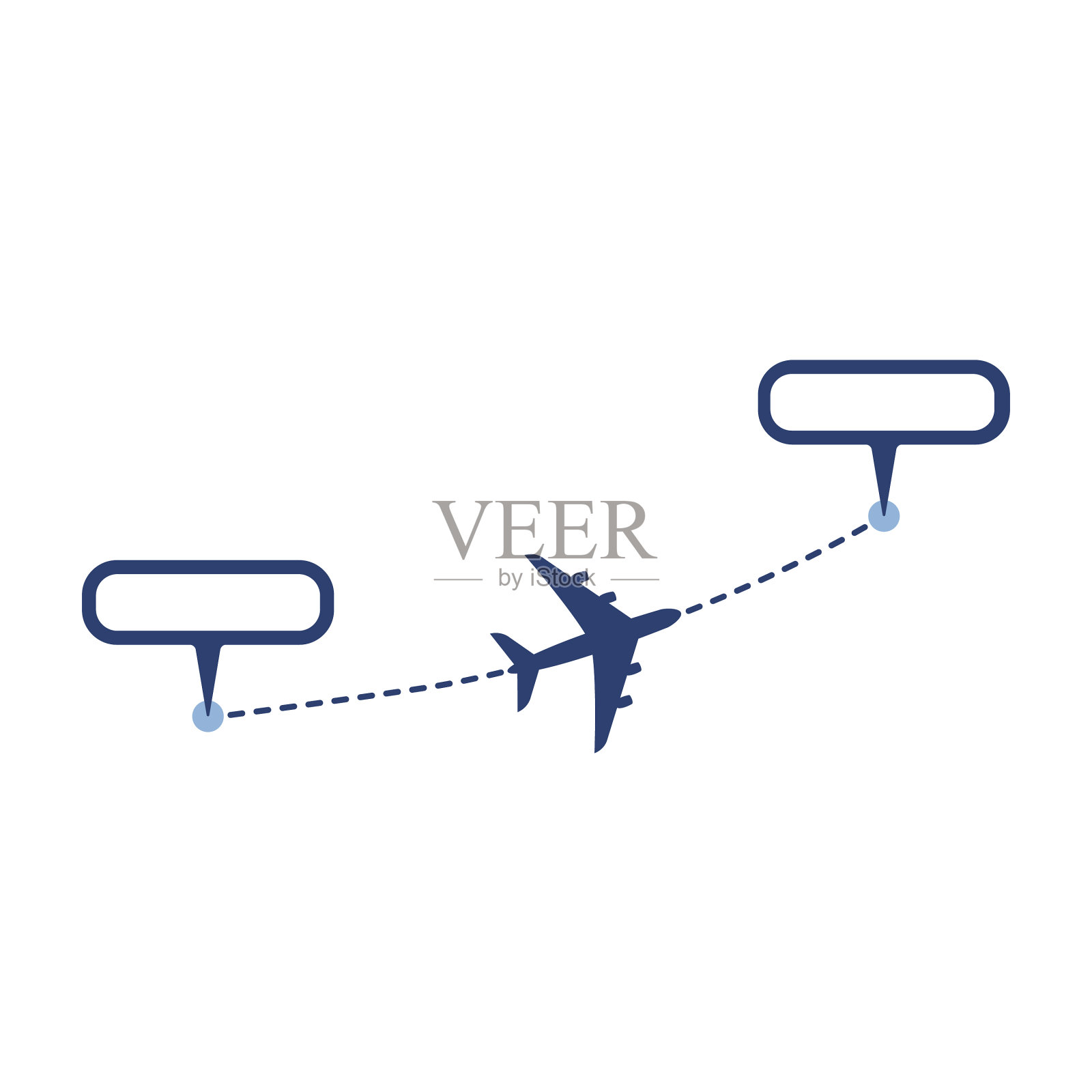 用虚线方式或空气将平面轨迹指向点插画图片素材