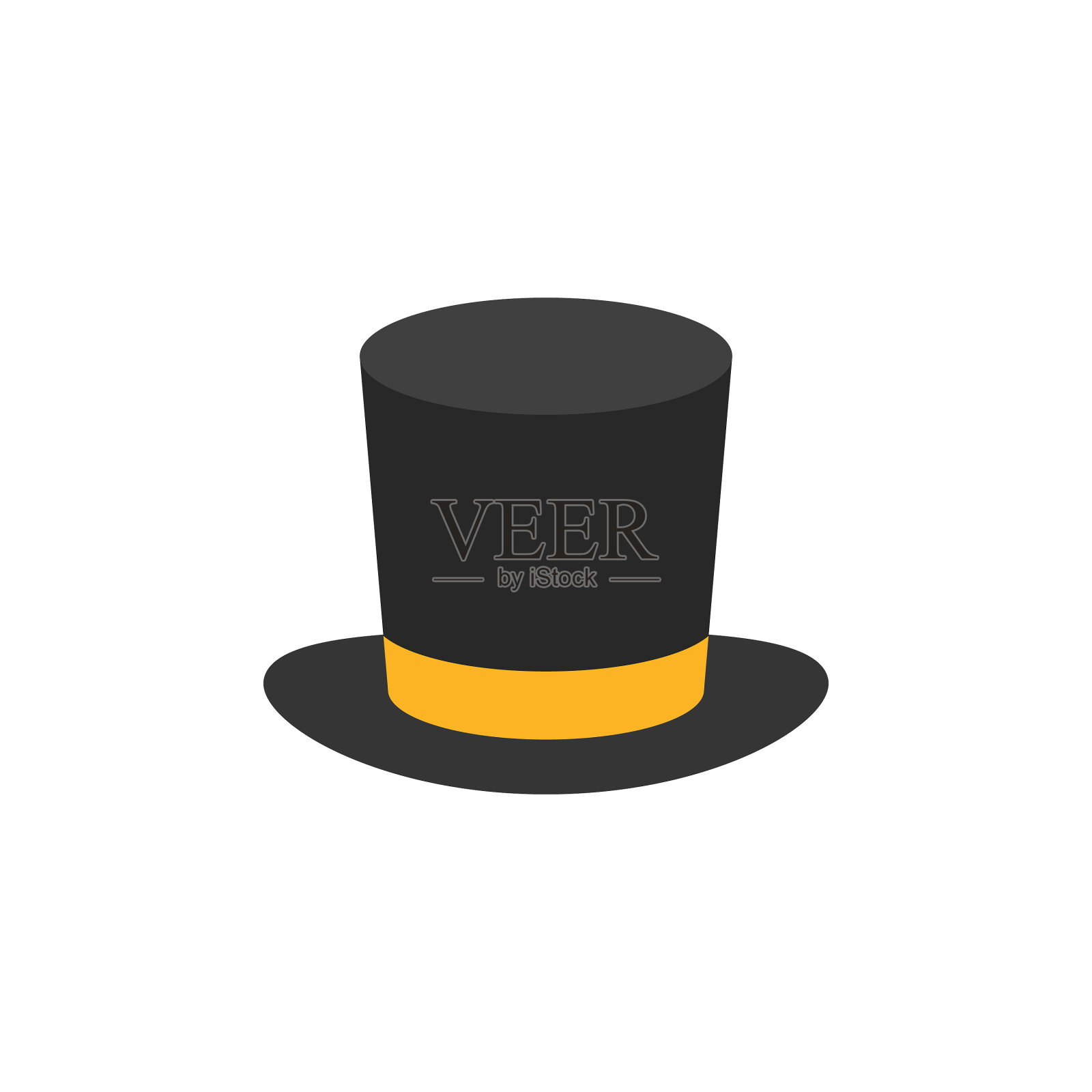 圆顶礼帽图标黑色剪影平底风格插画图片素材