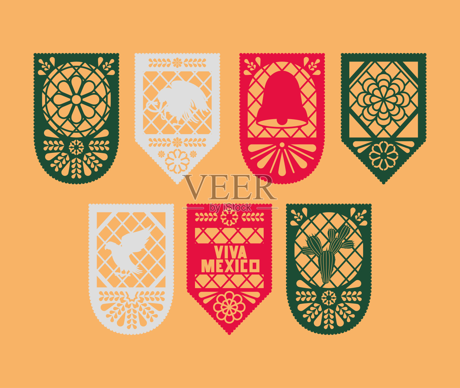 七个墨西哥花环插画图片素材