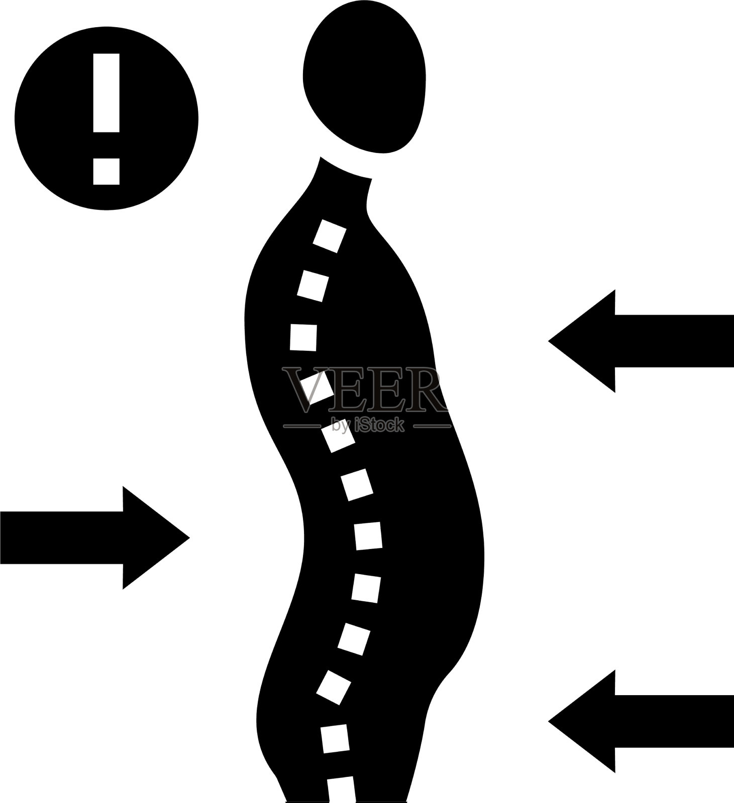 脊柱侧弯疾病字形图标插画图片素材