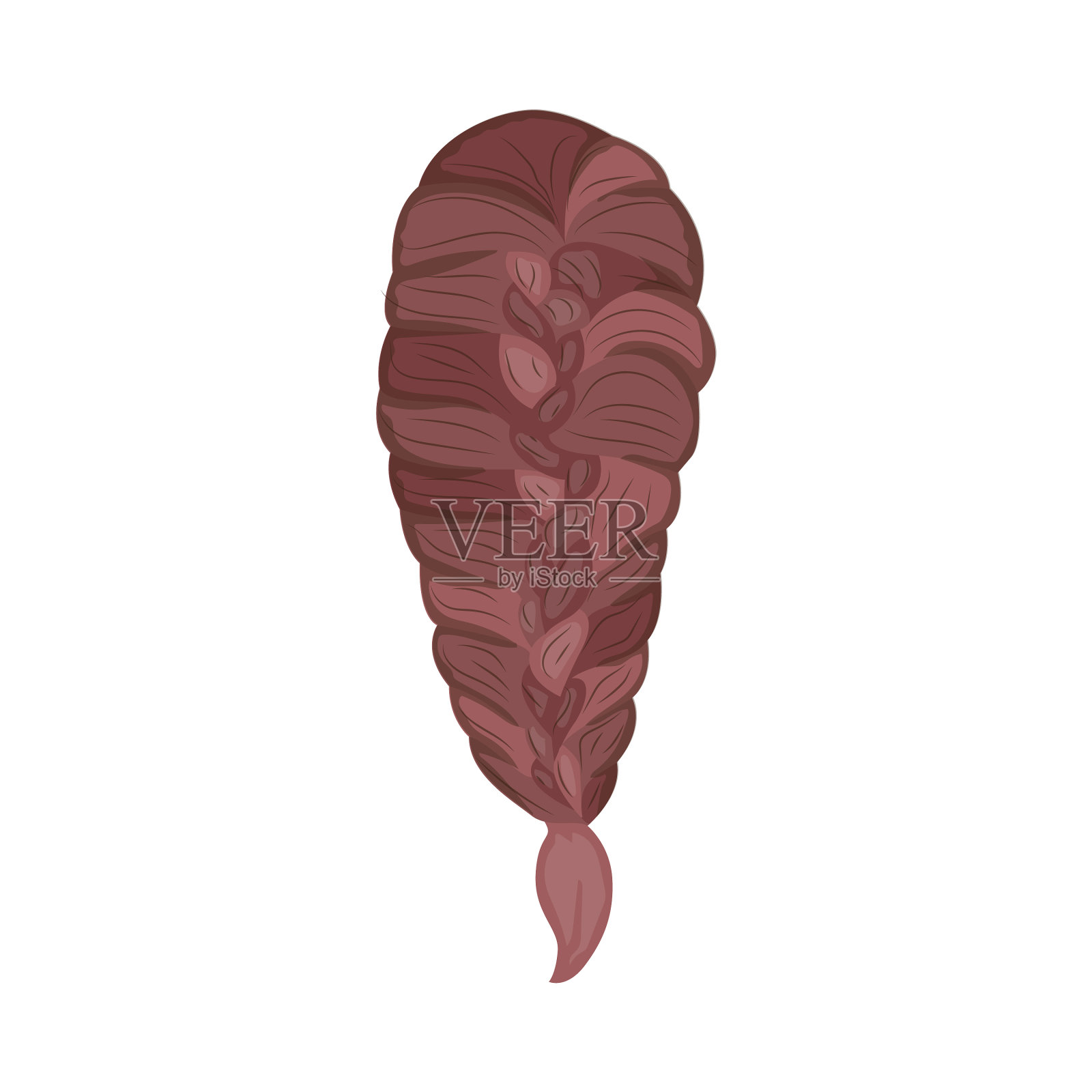 女人的发型编成一个宽辫扁平设计元素图片