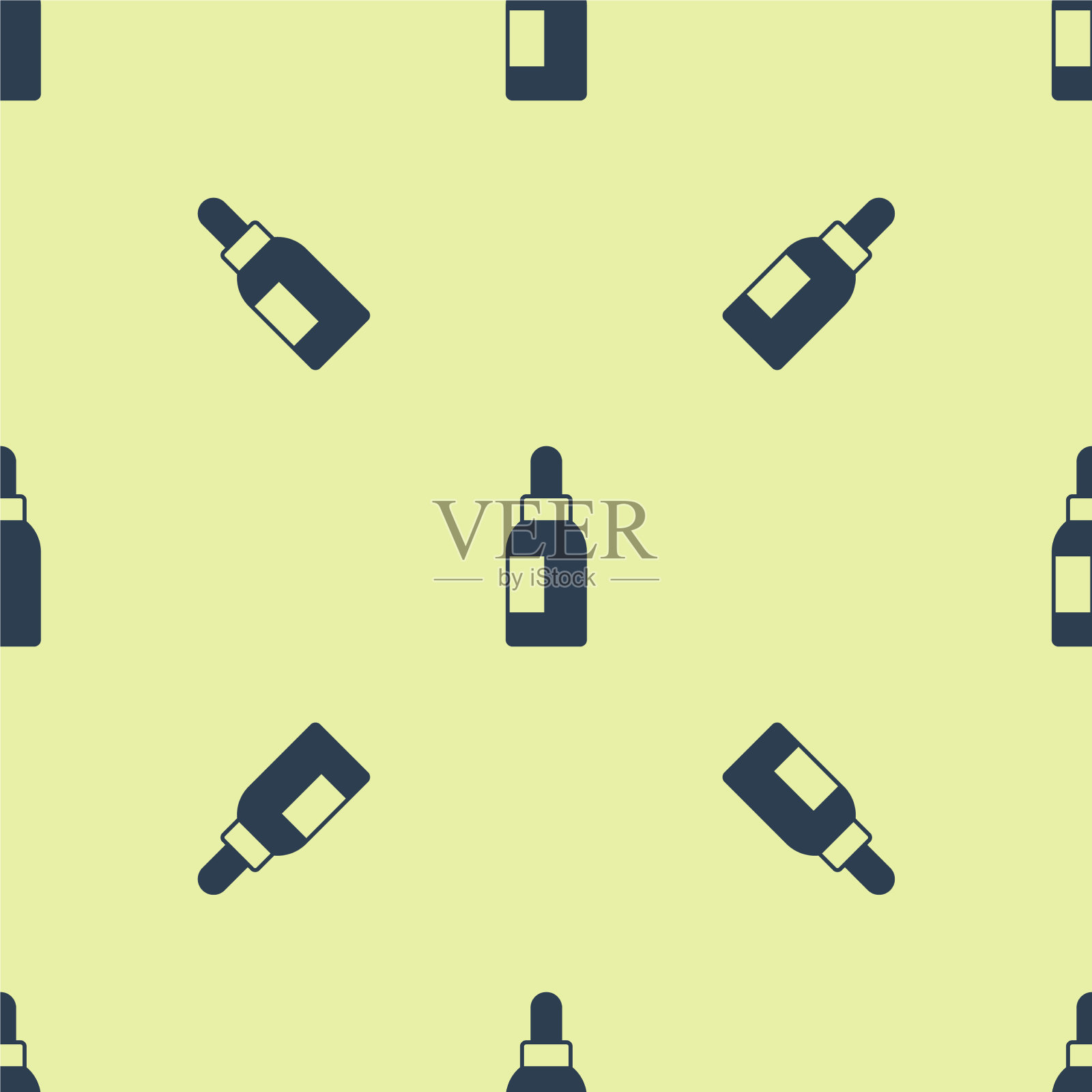 蓝色精油瓶图标隔离无缝插画图片素材