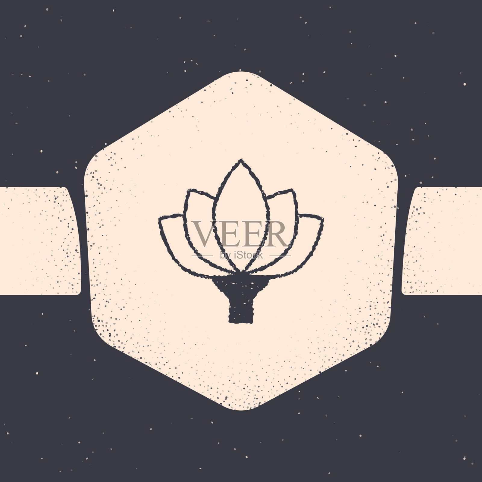 Grunge莲花图标孤立在灰色插画图片素材