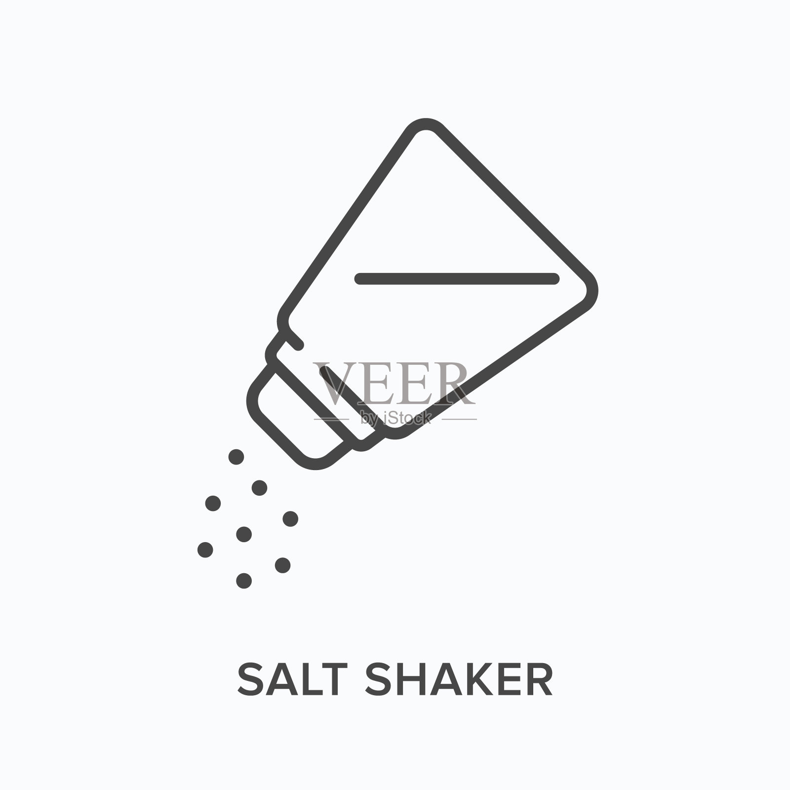 盐瓶直线图标。矢量轮廓插图的瓶子。黑色细象形图形用于食品敷料插画图片素材