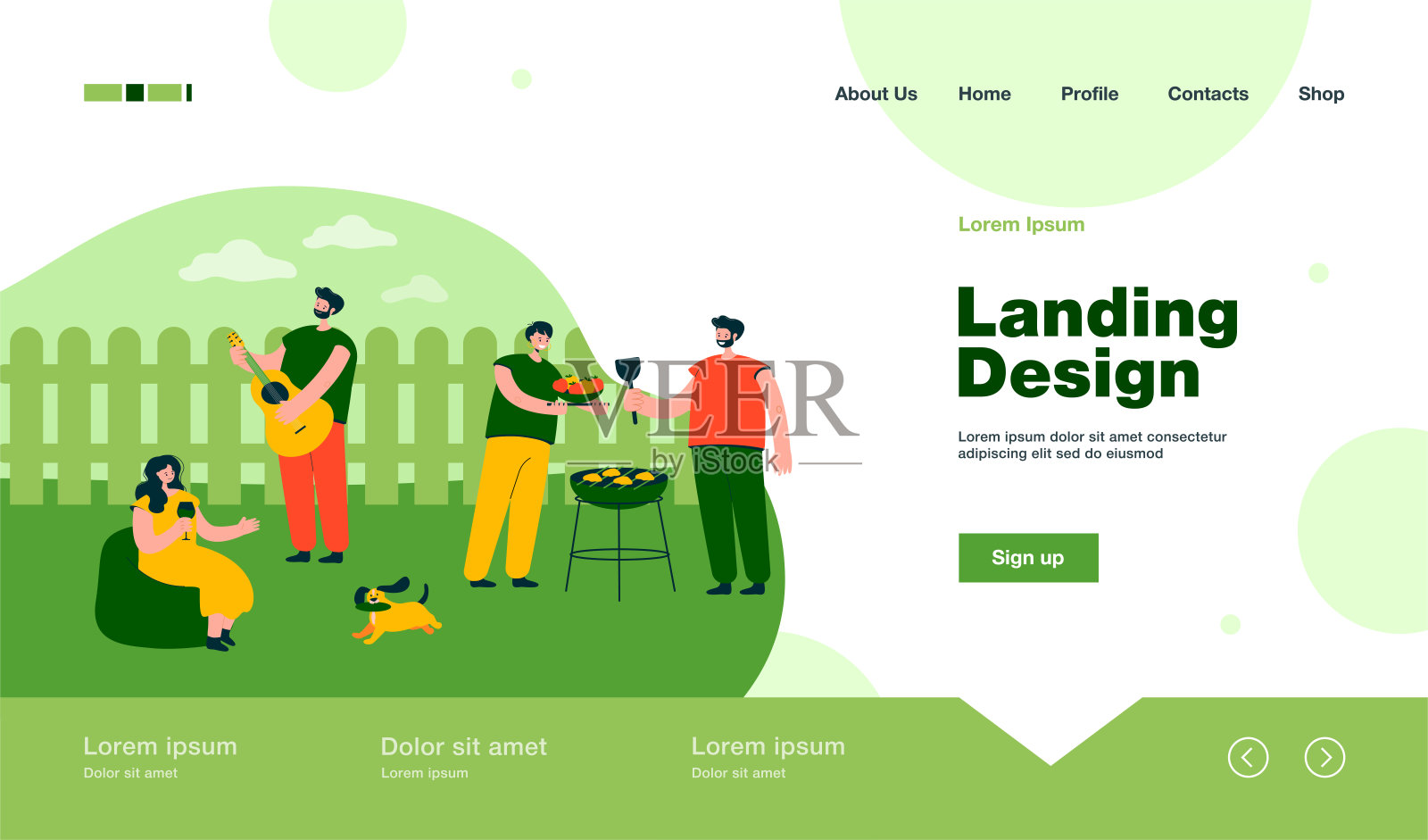 卡通人物享受烧烤派对插画图片素材