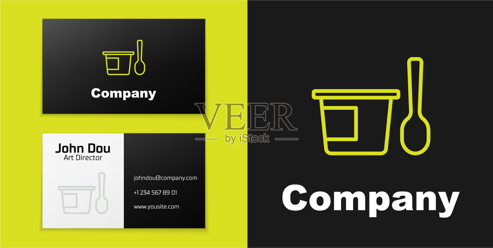 标型线酸奶容器勺子图标插画图片素材