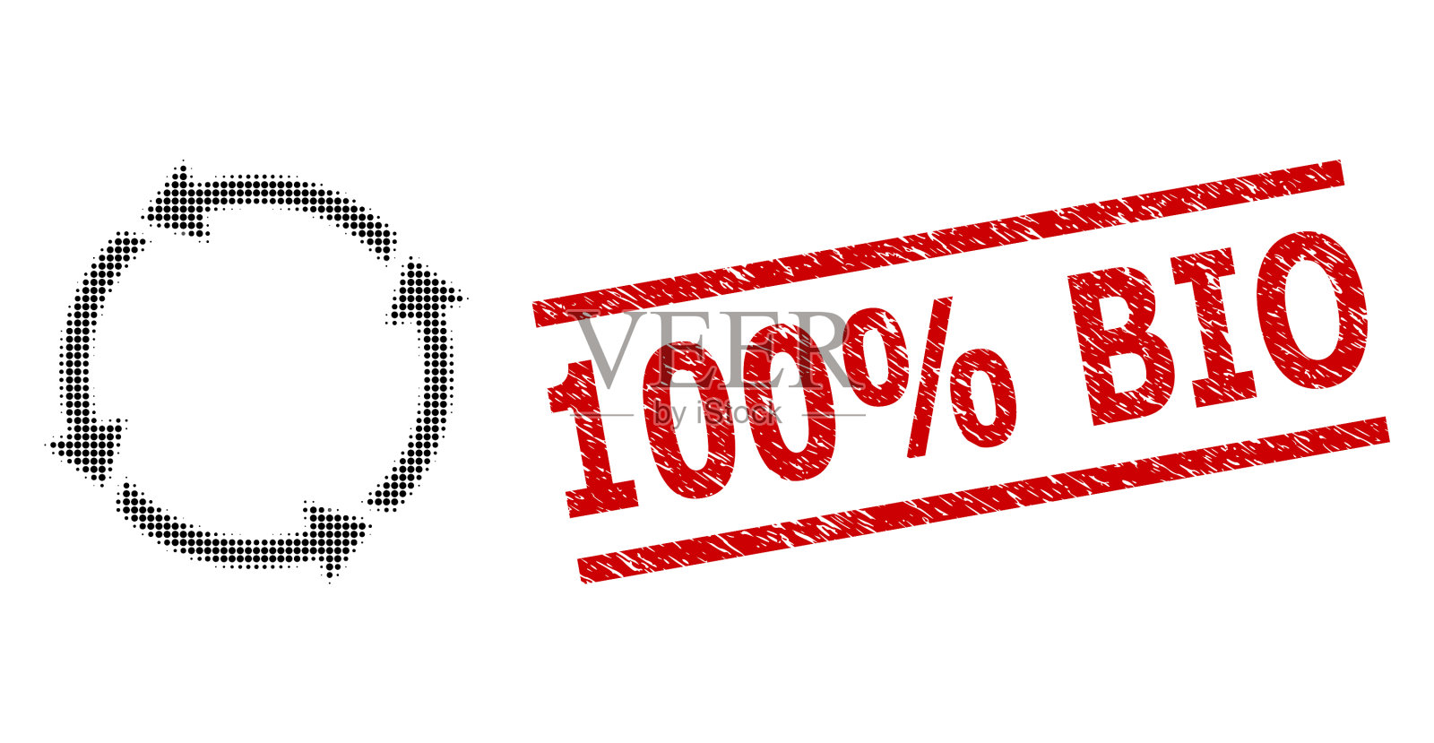 纹理100%生物密封和半色调点图标素材