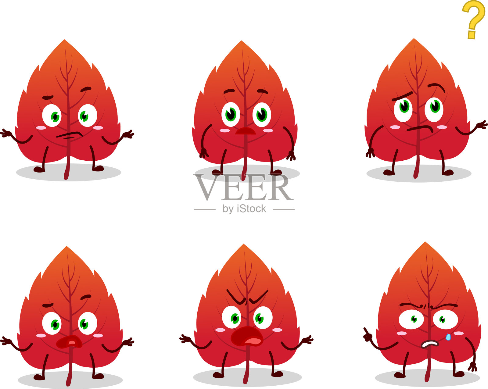 卡通红枯叶用什么表情插画图片素材