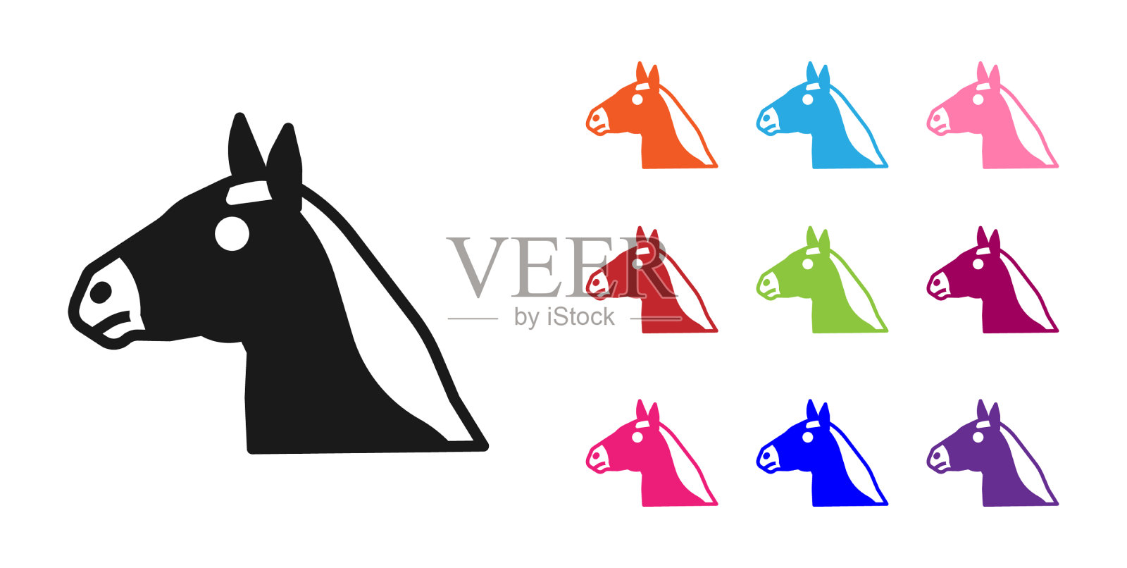 黑马头图标孤立在白色背景插画图片素材