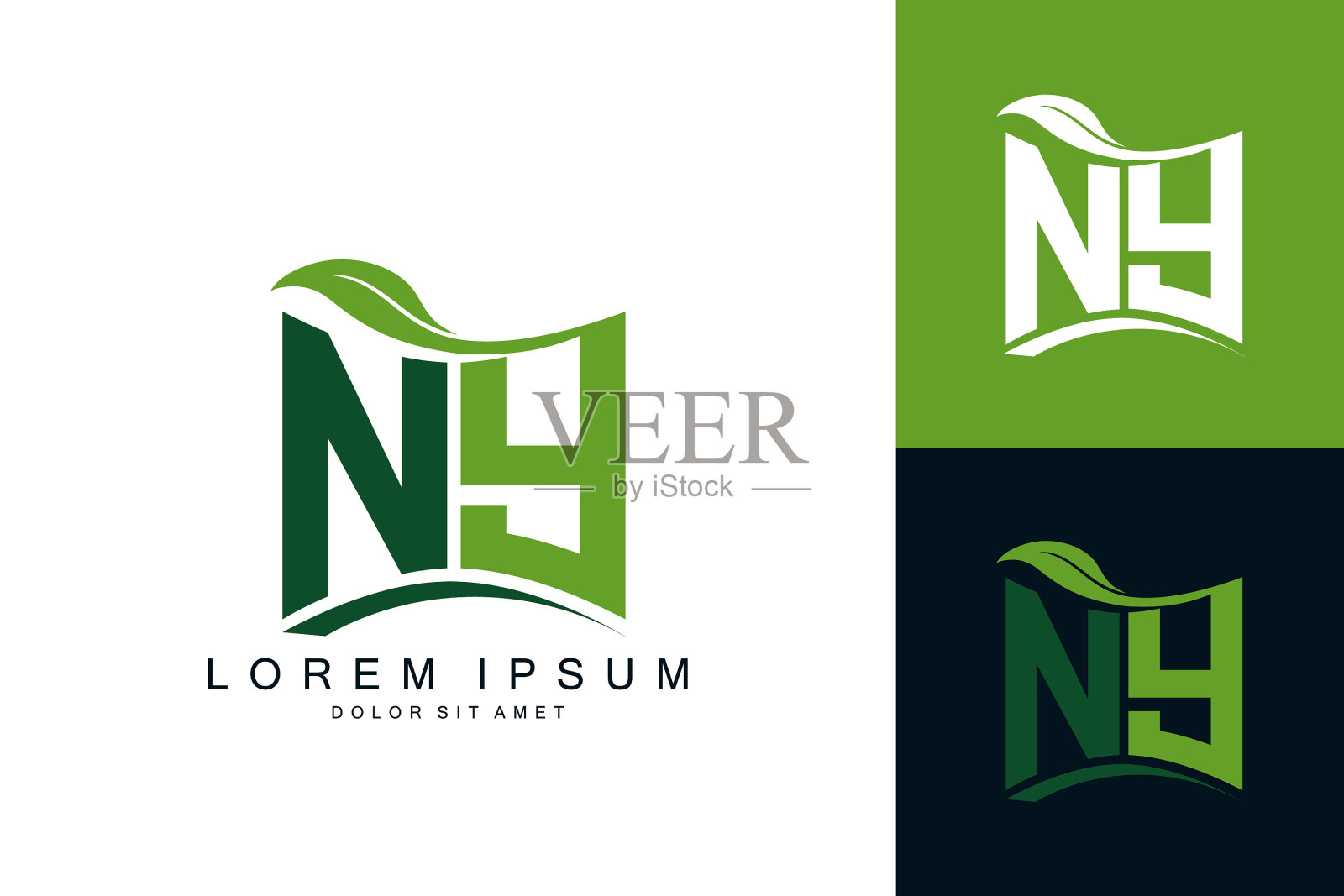 任何字母叶标志天然有机溢价插画图片素材