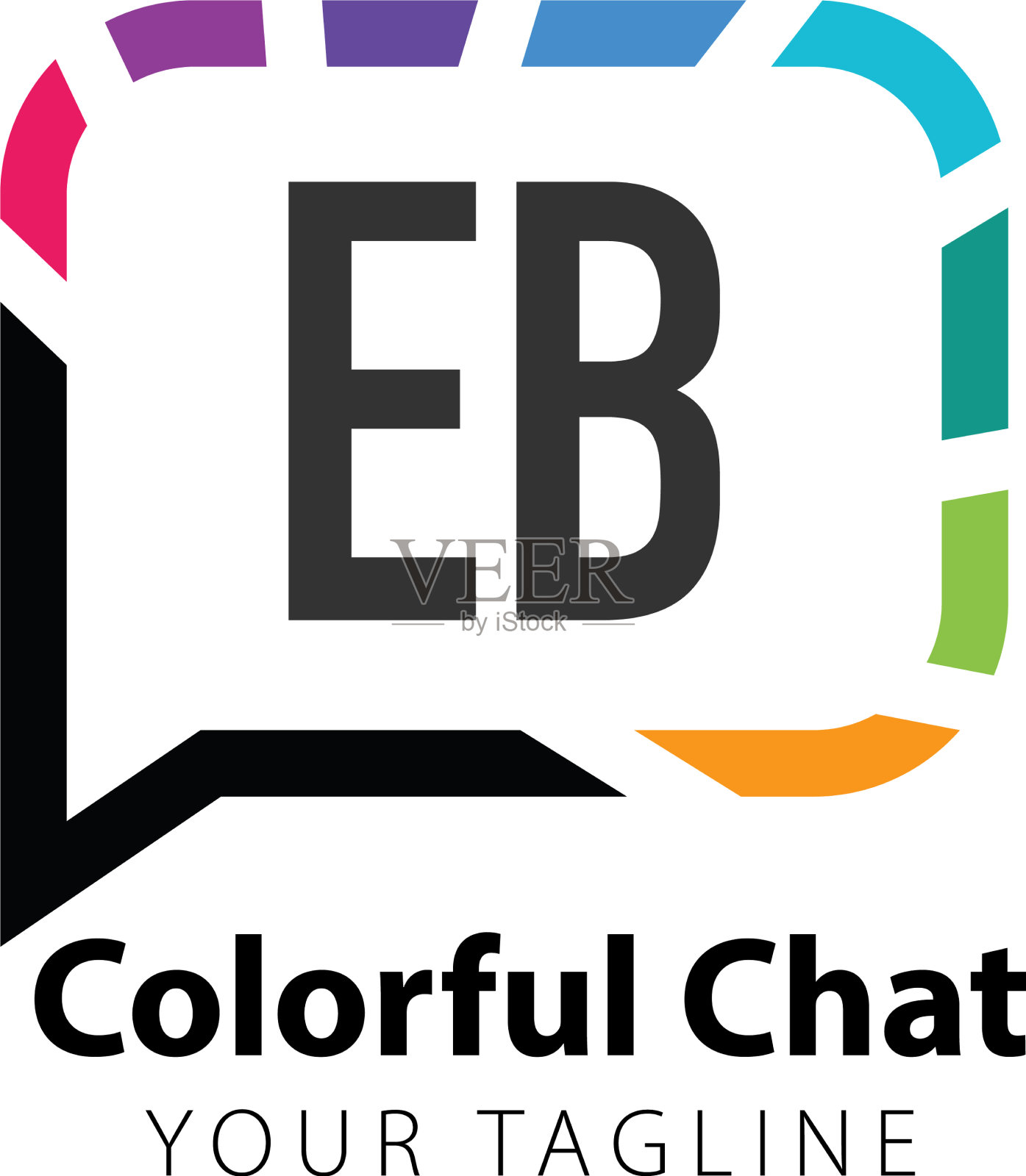 首字母eb彩色聊天创意logo插画图片素材