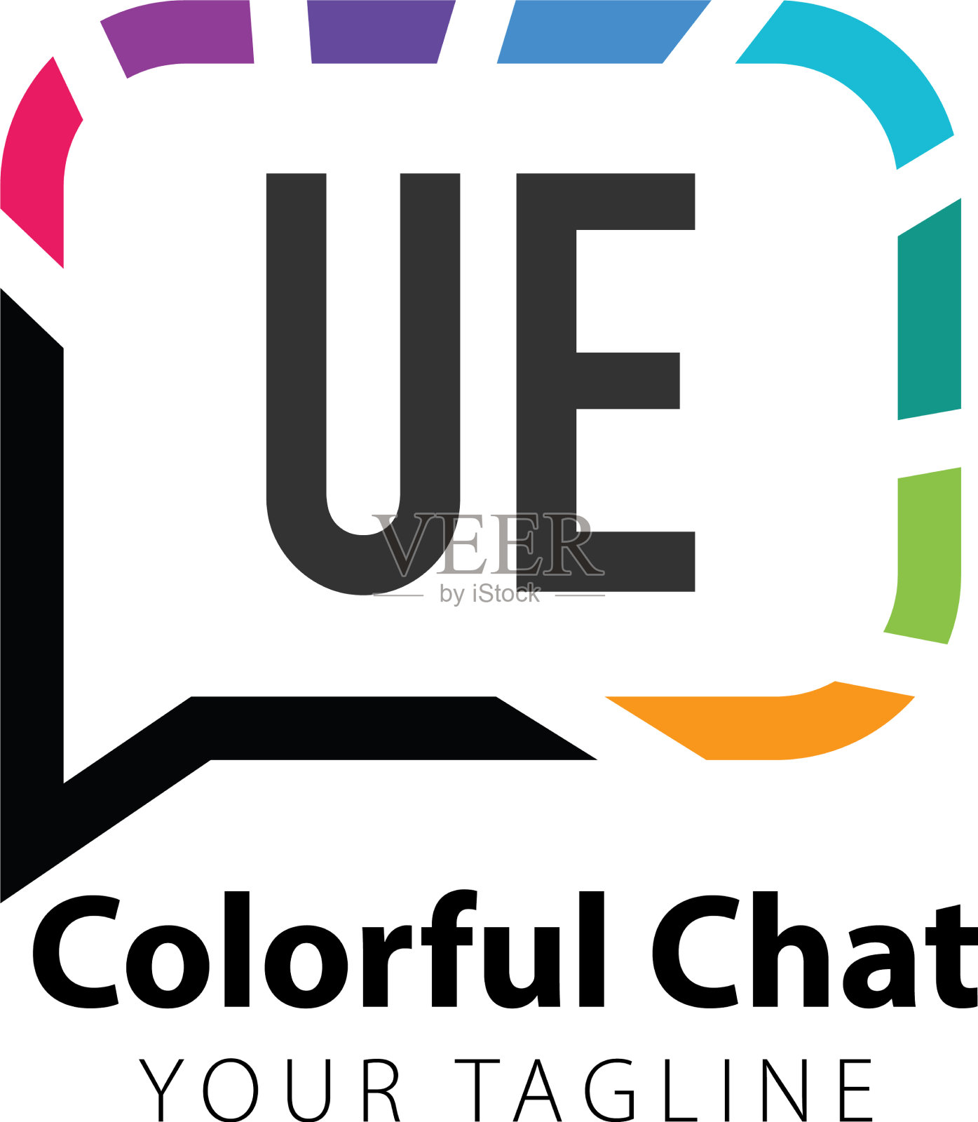 首字母ue彩色聊天创意logo插画图片素材