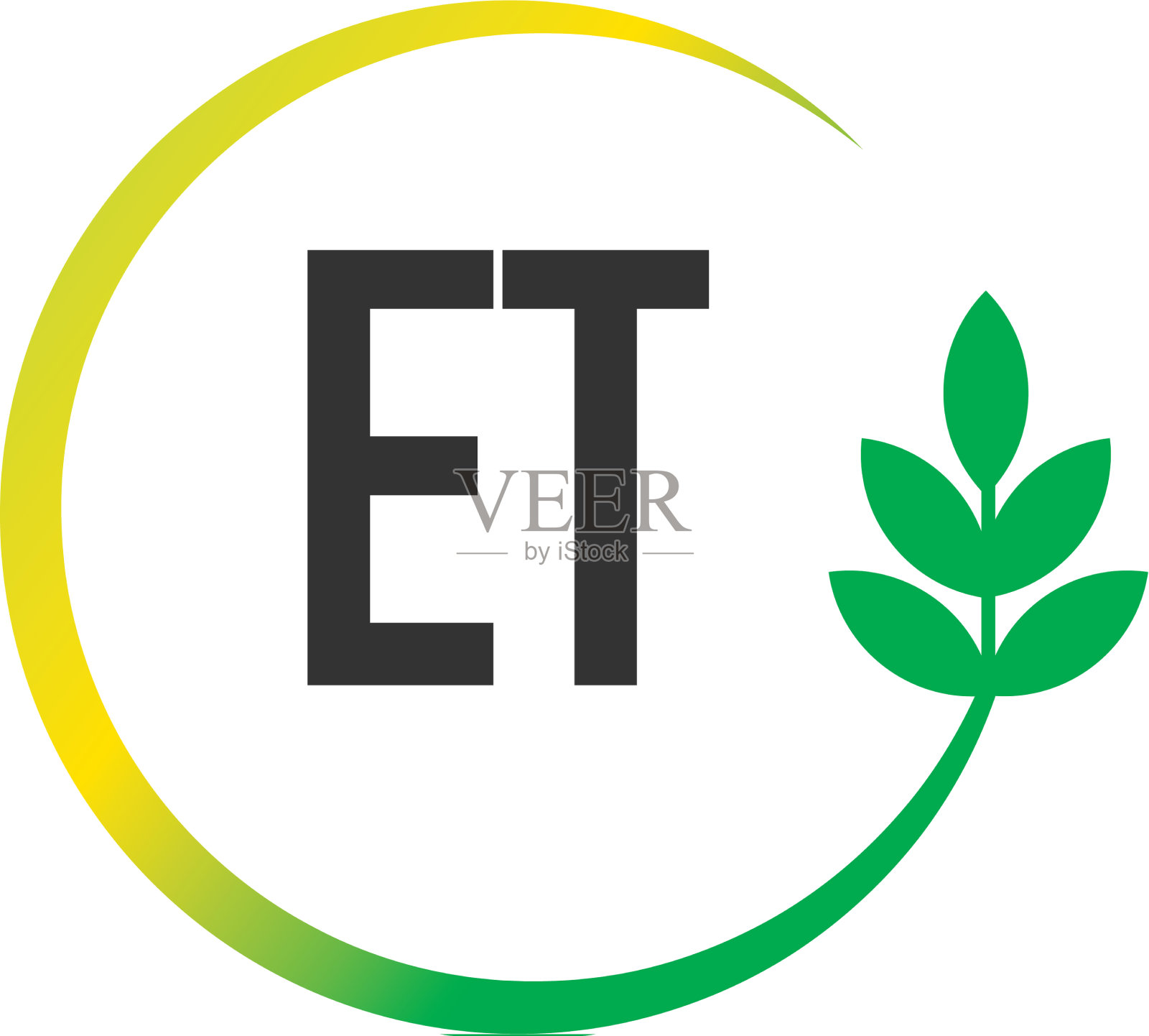 首字母et圆叶创意标志插画图片素材