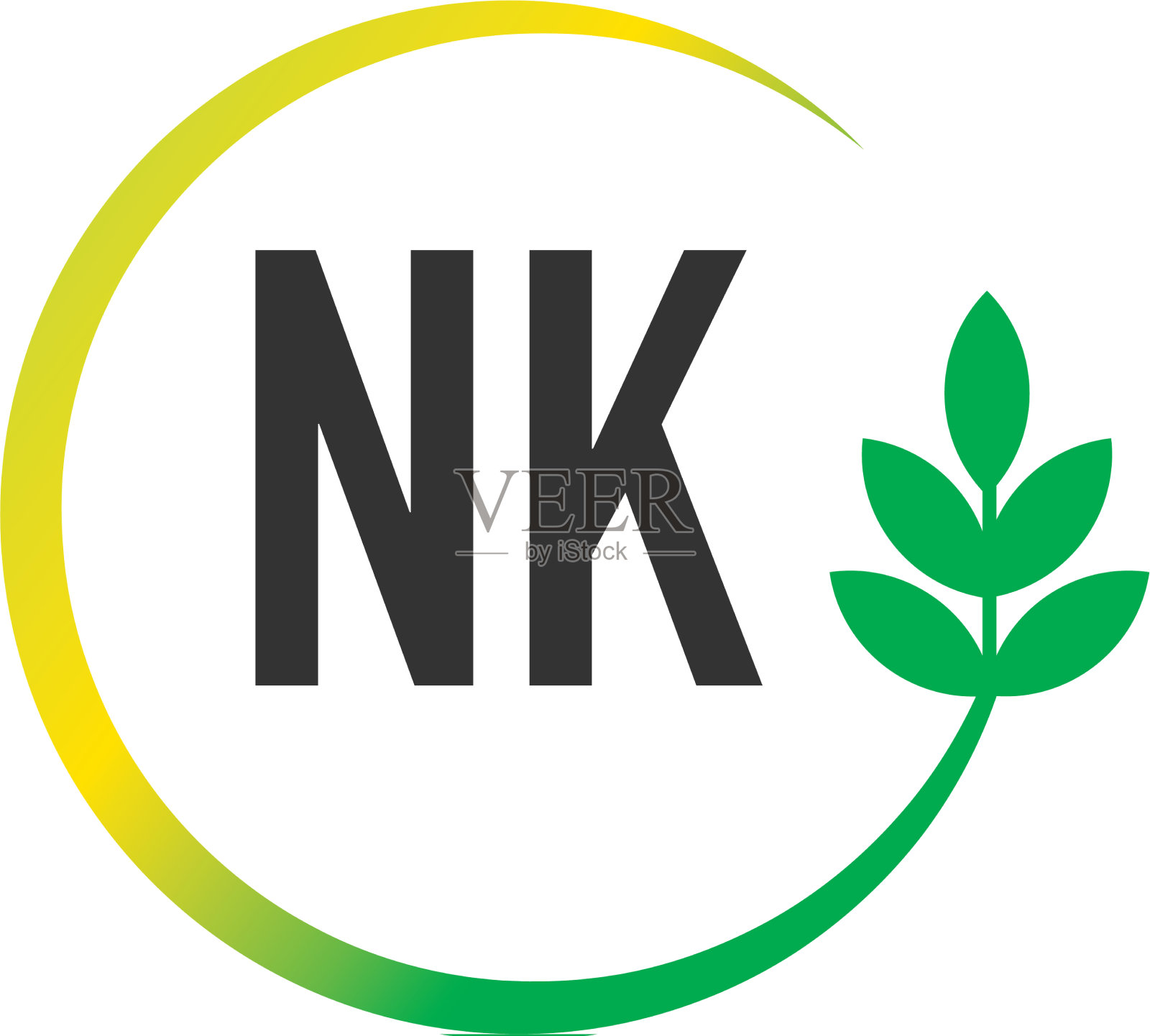 首字母nk圆叶创意标志插画图片素材