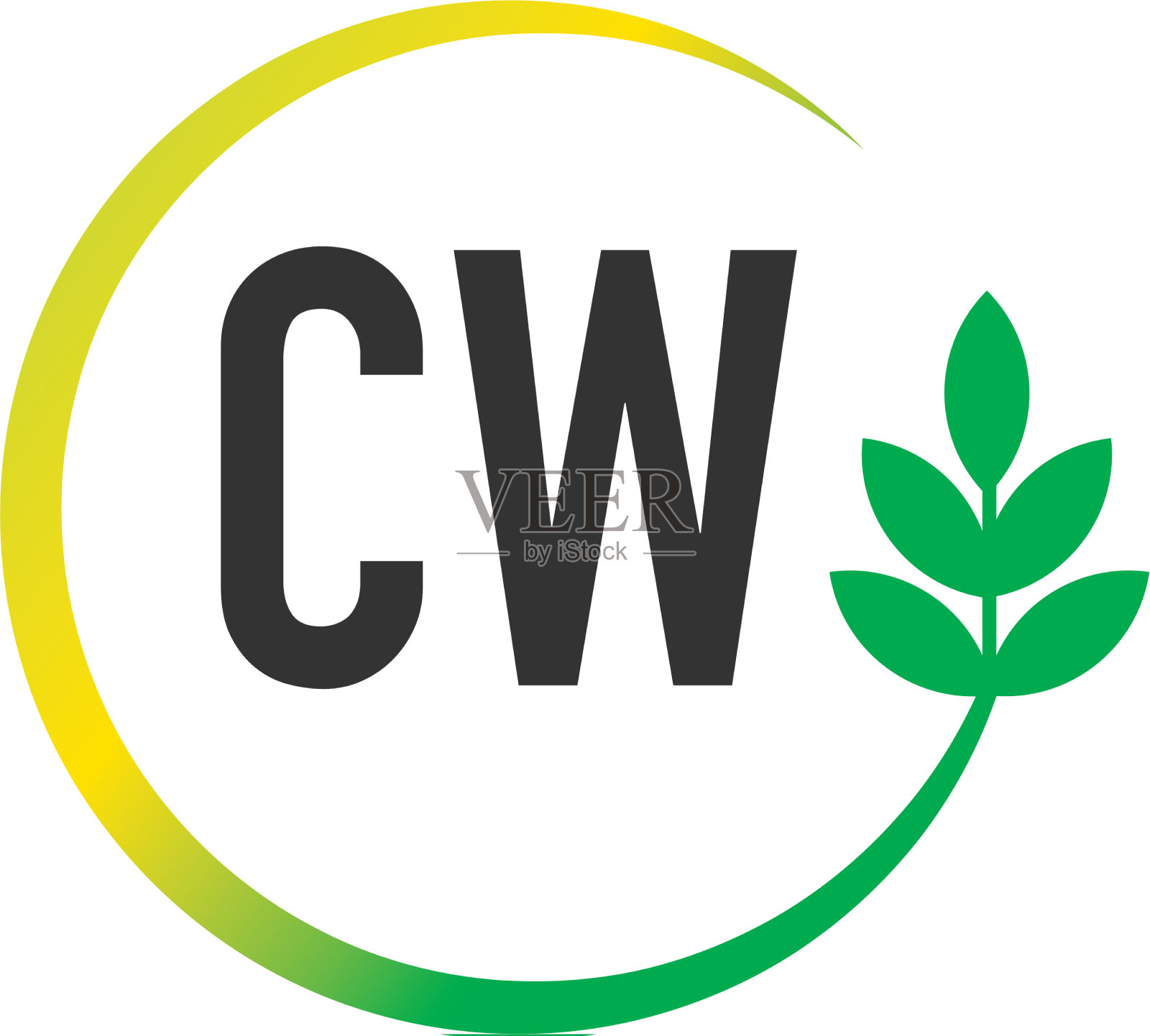 首字母cw圆叶创意标志插画图片素材