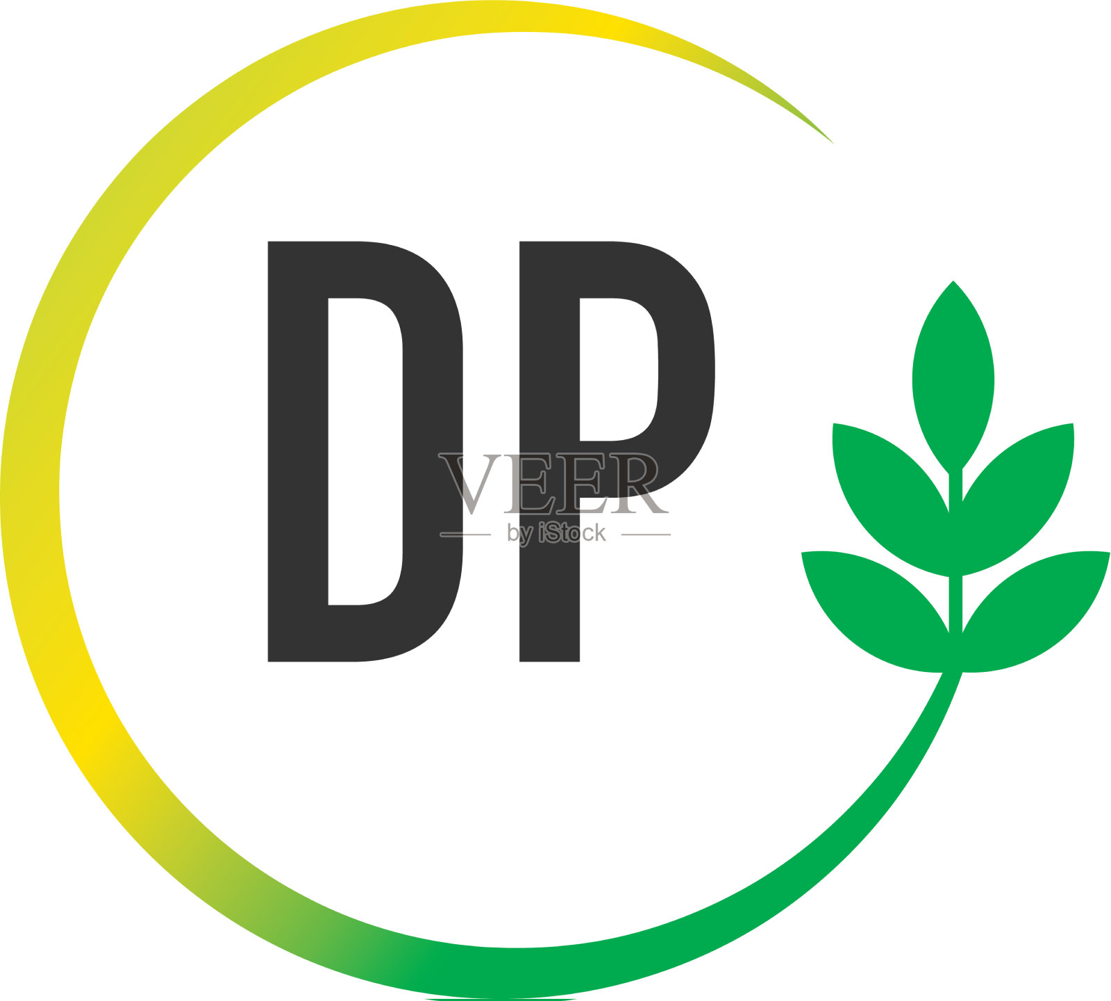 首字母dp圆叶创意标志插画图片素材