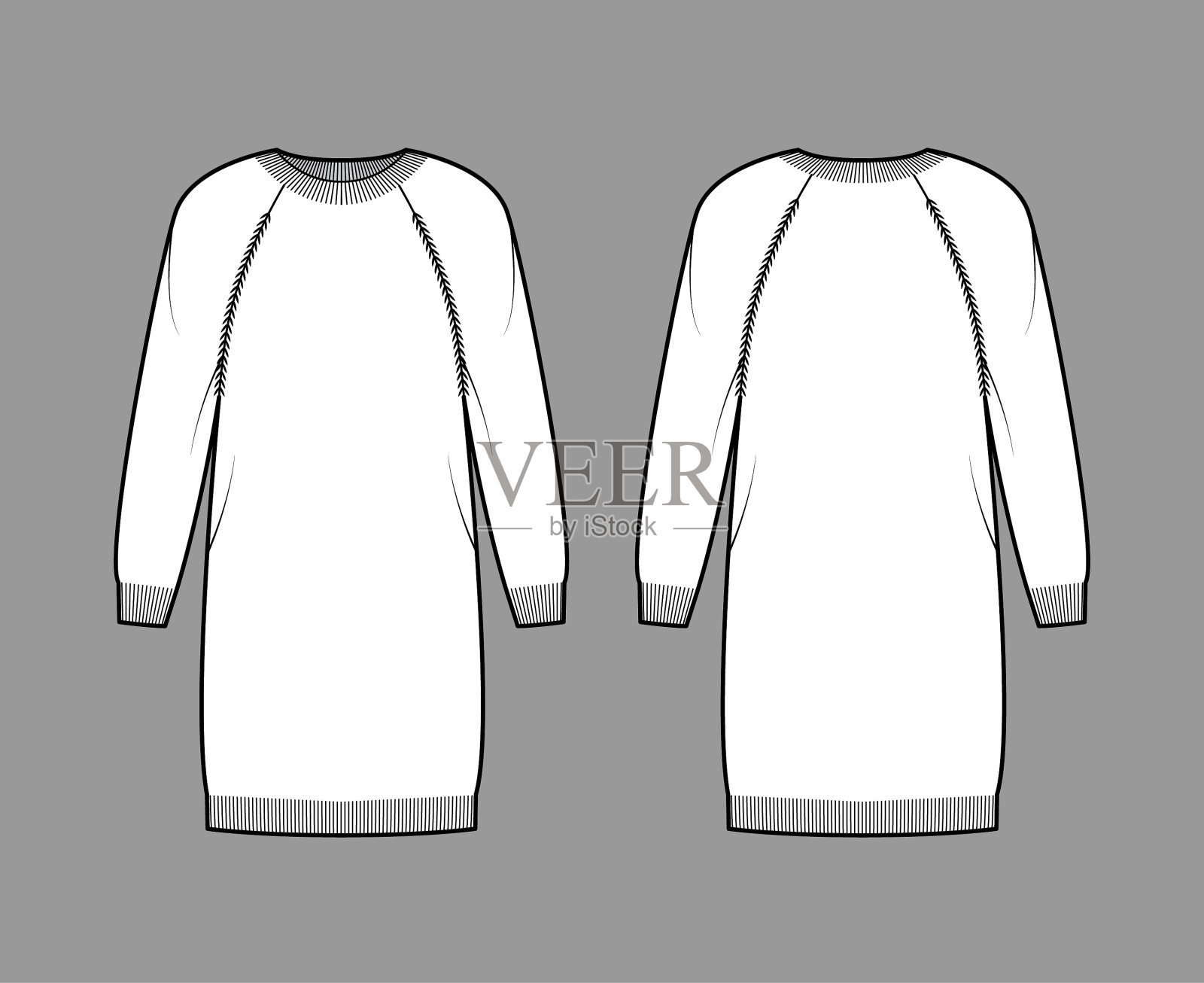 圆领礼服毛衣技术时尚插画图片素材