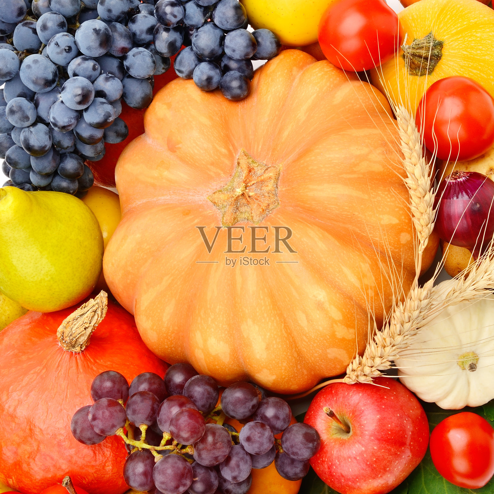 美丽明亮的背景来自各种蔬菜和水果。照片摄影图片