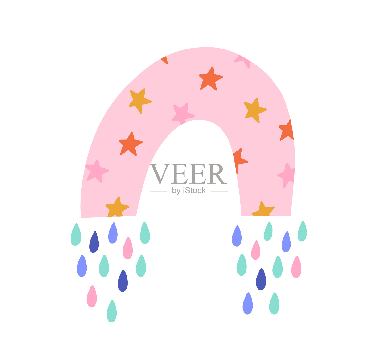 可爱有趣的彩虹与星星和魔术色彩插画图片素材