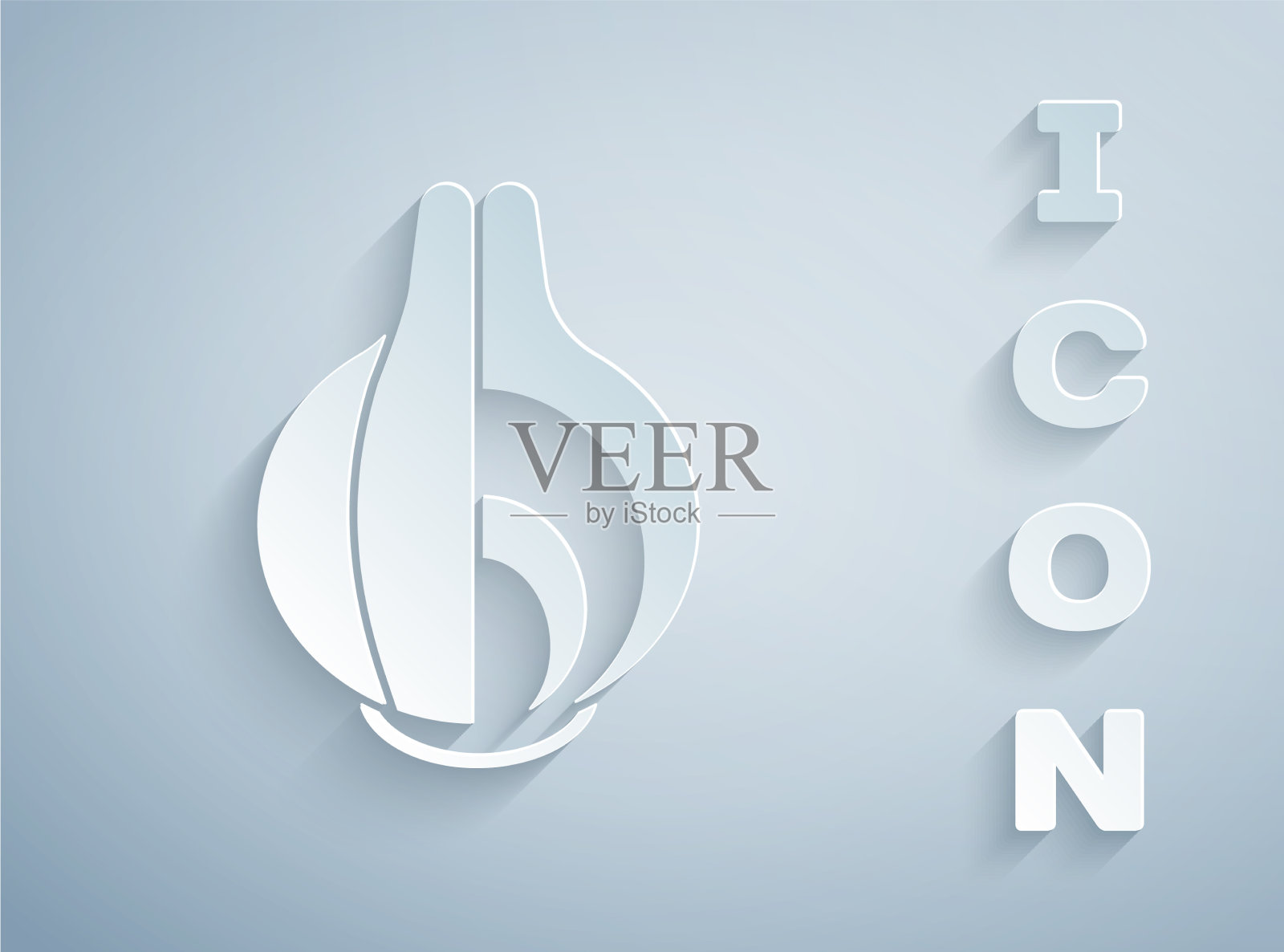 纸切洋葱图标孤立在灰色背景插画图片素材