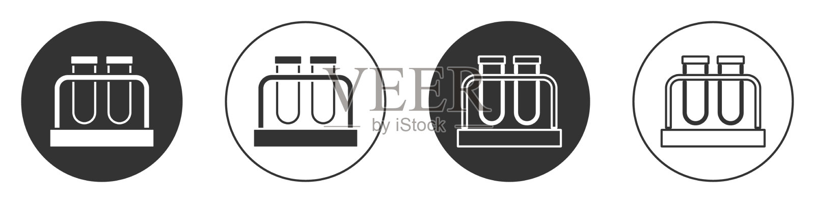 黑色试管和烧瓶化学实验室试验图标素材