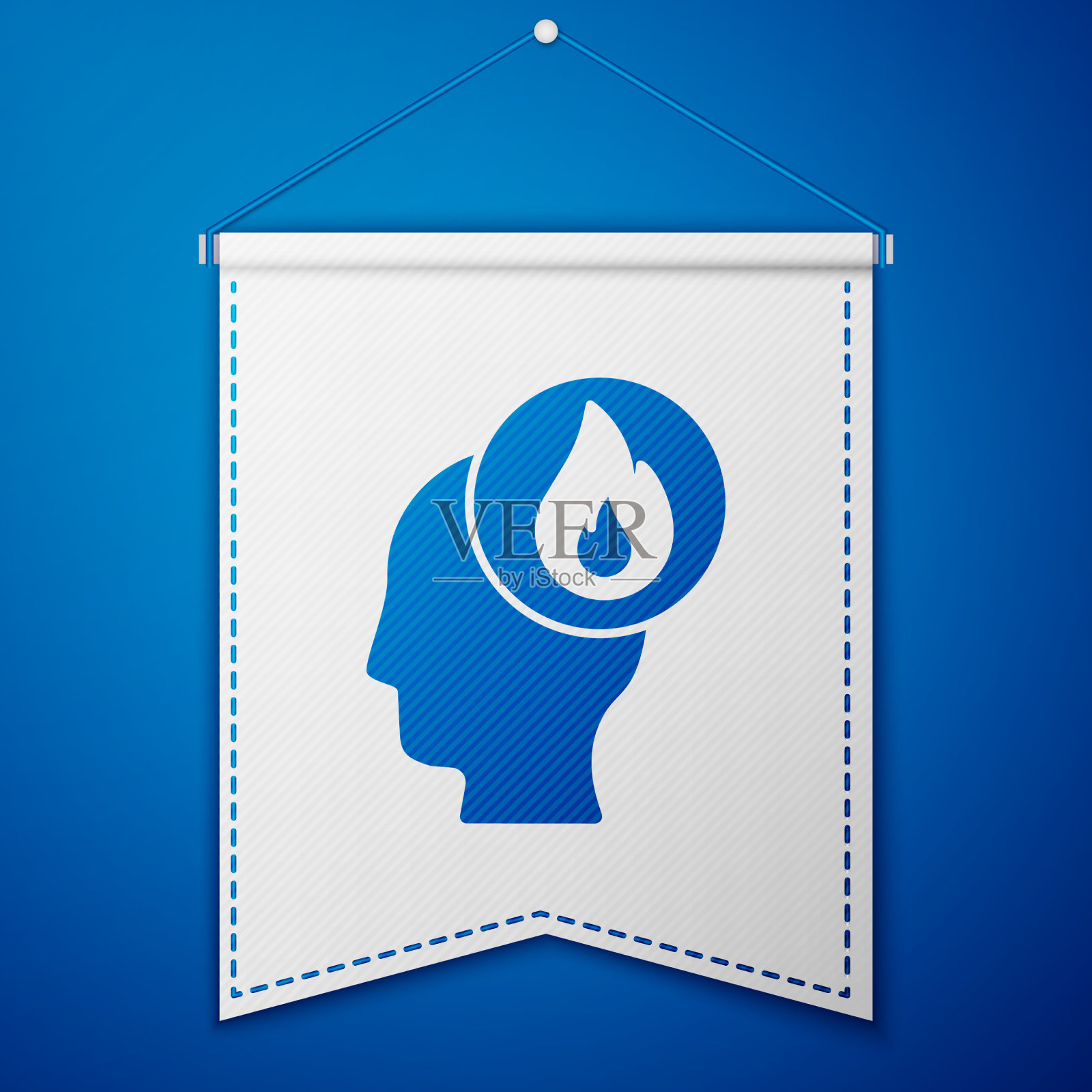 蓝色消防员图标孤立在蓝色背景插画图片素材