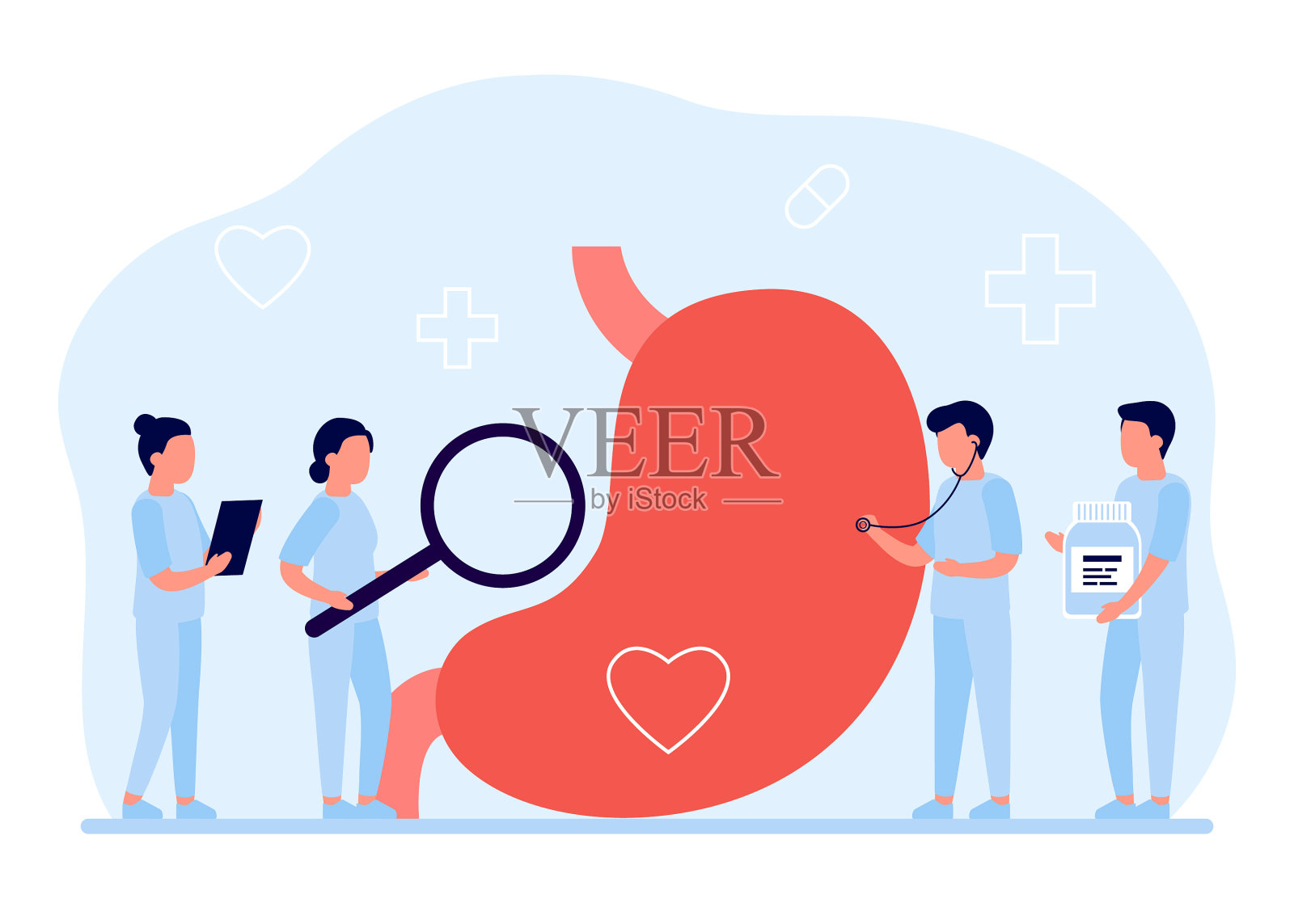 胃和腹部保健腹部检查医生设计元素图片