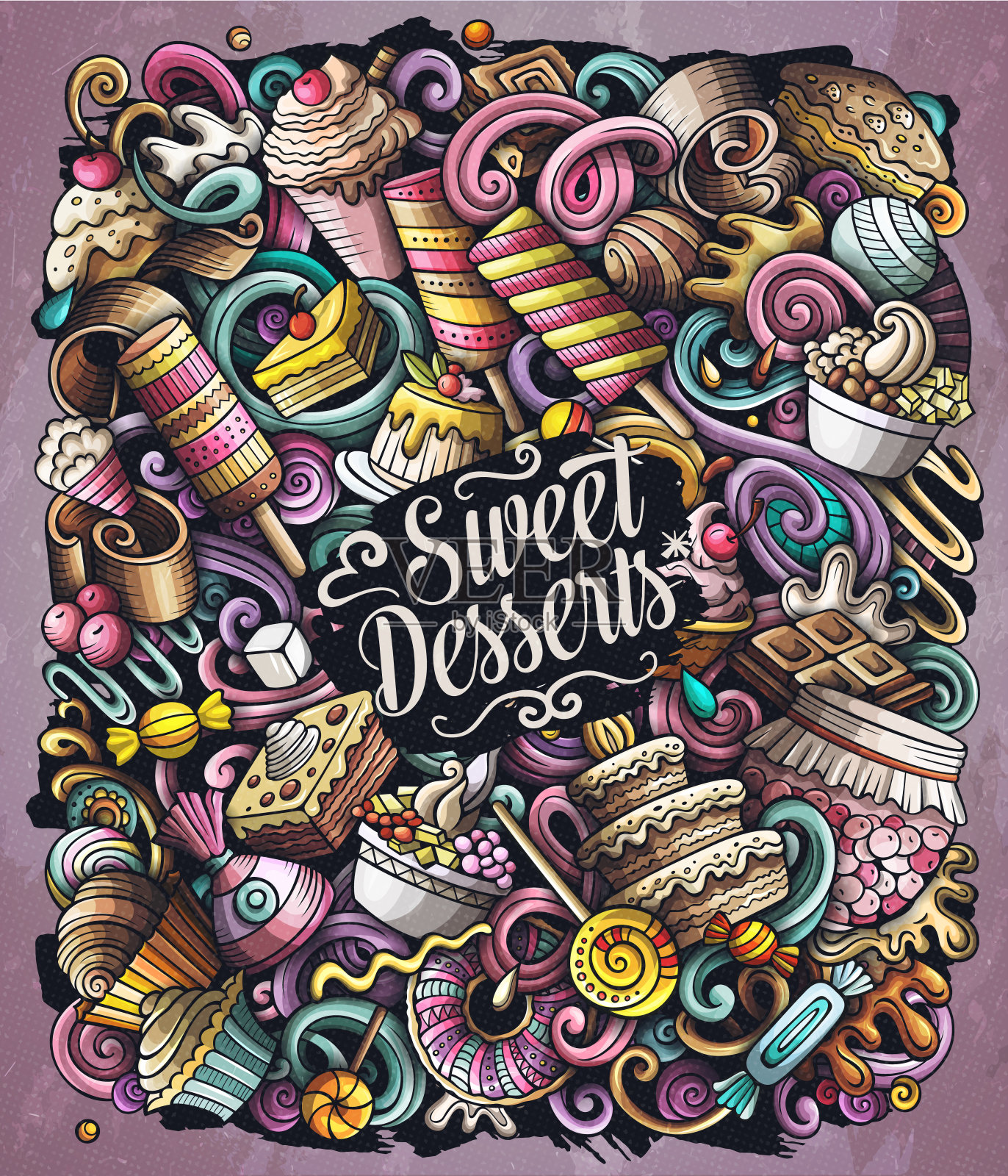 糖果卡通矢量涂鸦插图。插画图片素材