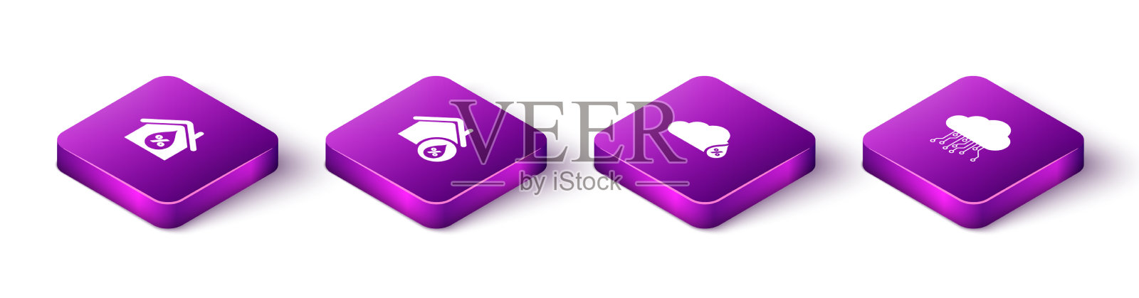 设定房子的等距湿度图标素材