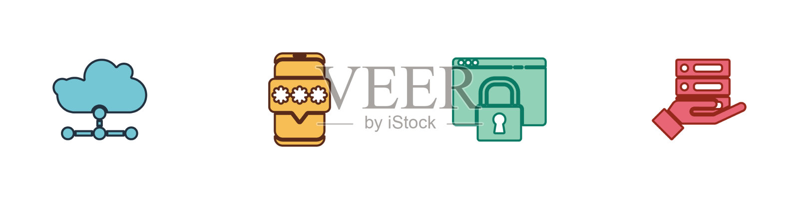 设置网络云连接移动和密码图标素材