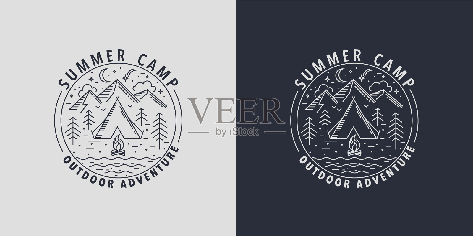 野生动物夏令营徽章插画图片素材