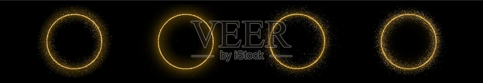 金色的圆形框架与闪光插画图片素材