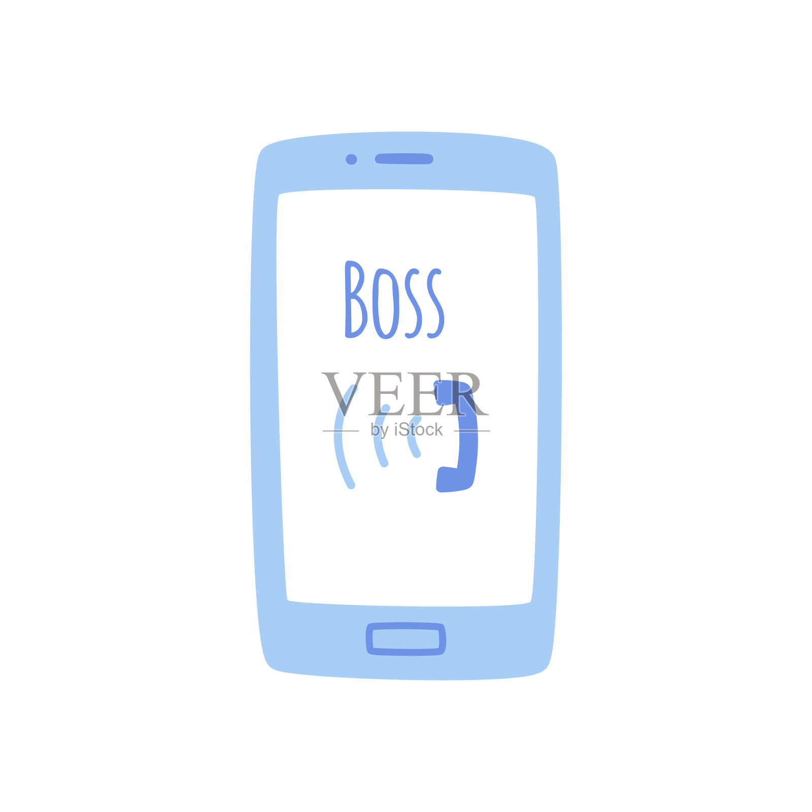 可爱的矢量手机，有来电。插画图片素材