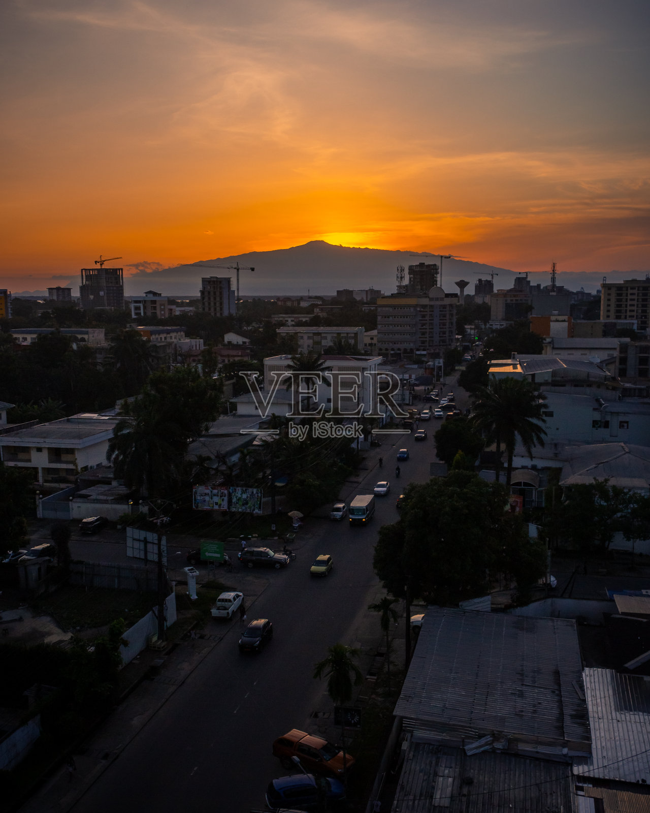 美丽的杜阿拉日落照片摄影图片