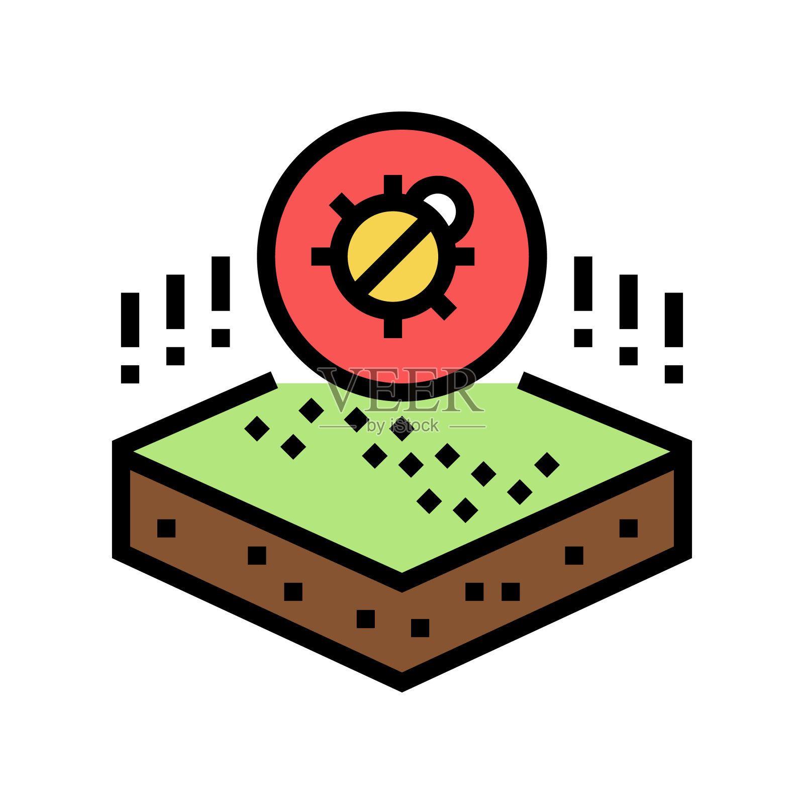 在土壤颜色图标矢量插图上的危险错误插画图片素材