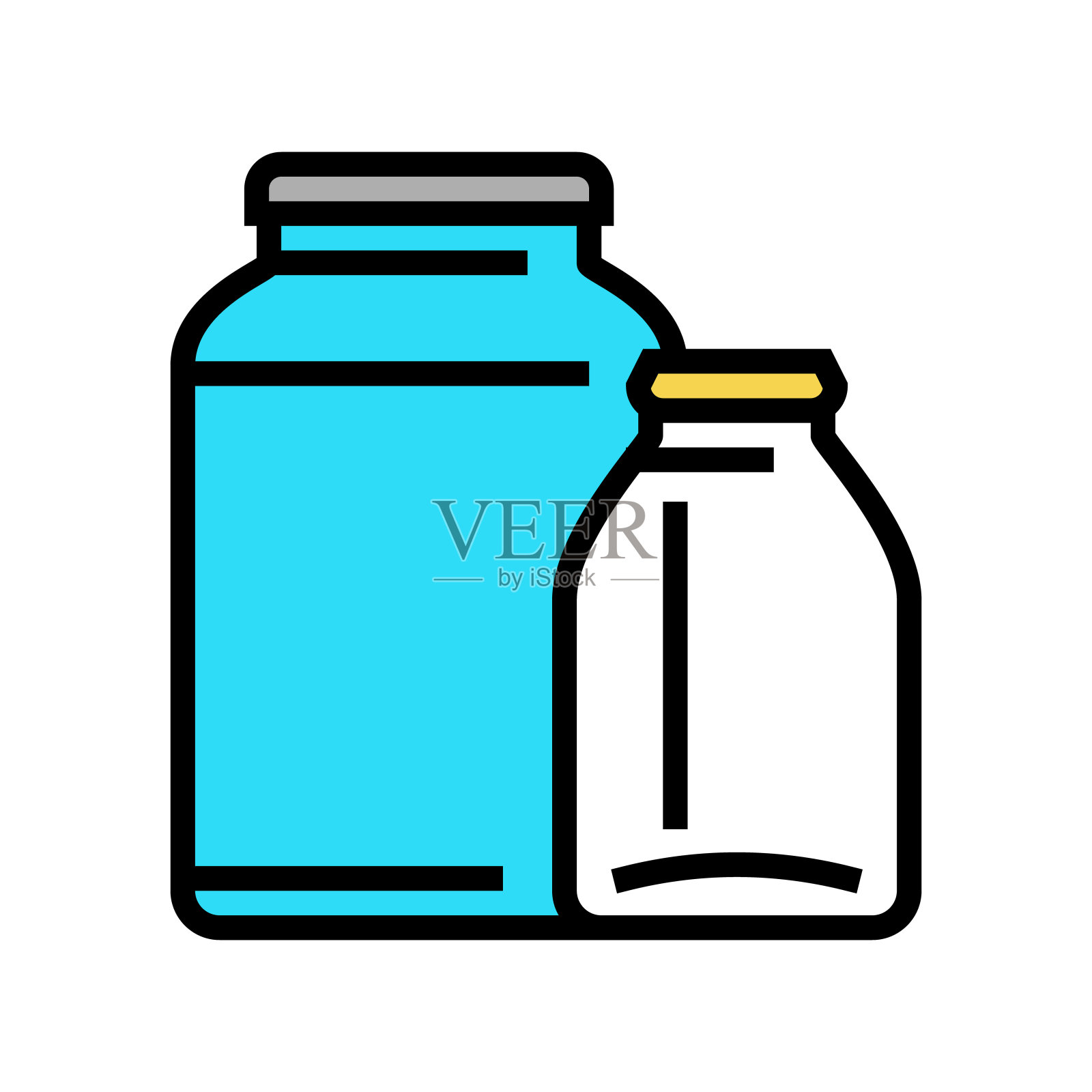 玻璃瓶玻璃制作彩色图标矢量插图插画图片素材