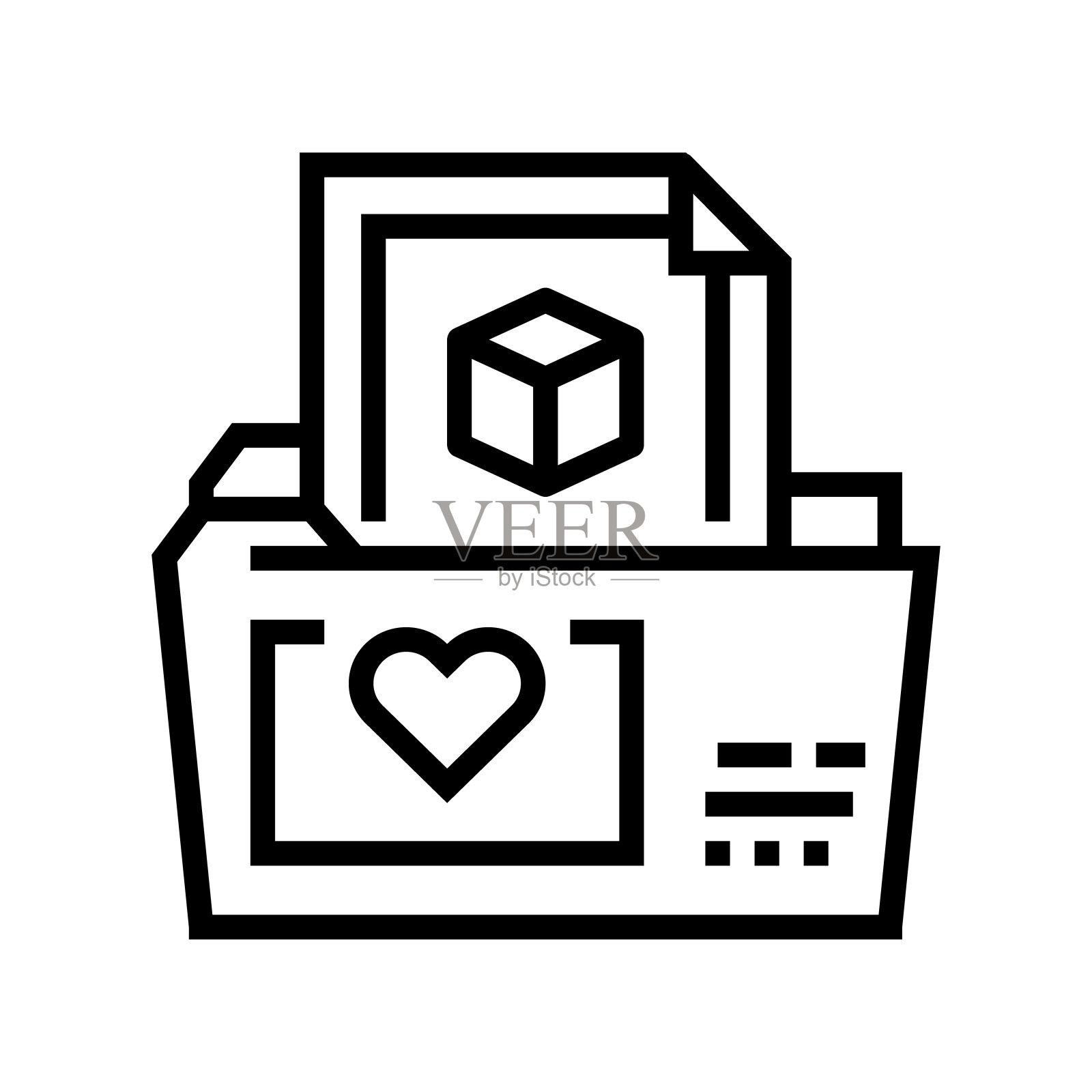 文件夹存储ugc线图标矢量插图插画图片素材