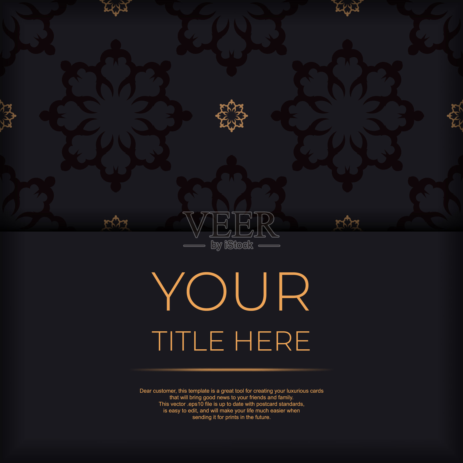 深色明信片设计与古老的印度装饰品。优雅和经典的矢量元素准备打印和排版。插画图片素材