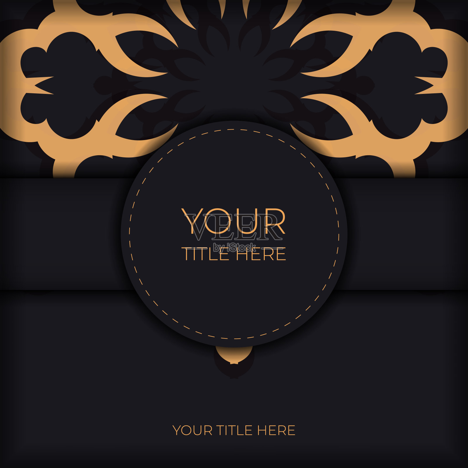 黑色的明信片设计与抽象的复古装饰。优雅和经典的矢量元素是很好的装饰。插画图片素材