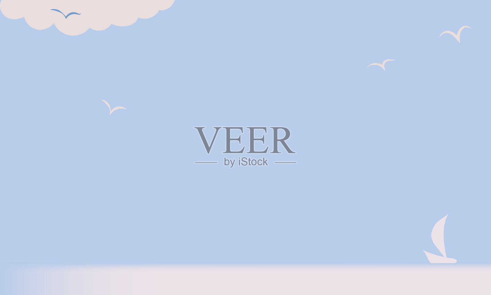 背景是蓝色的天空和翱翔的白云插画图片素材