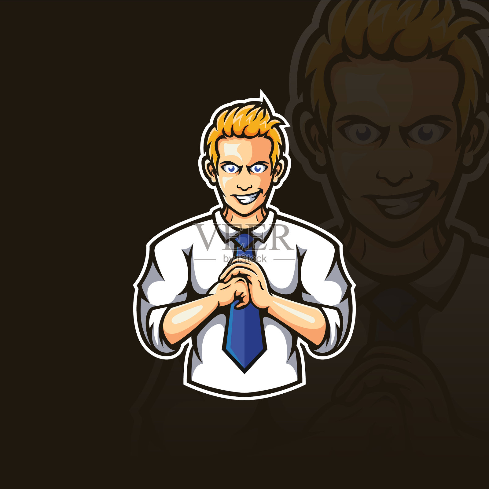 酷酷的办公室男人吉祥物标志模板插画图片素材