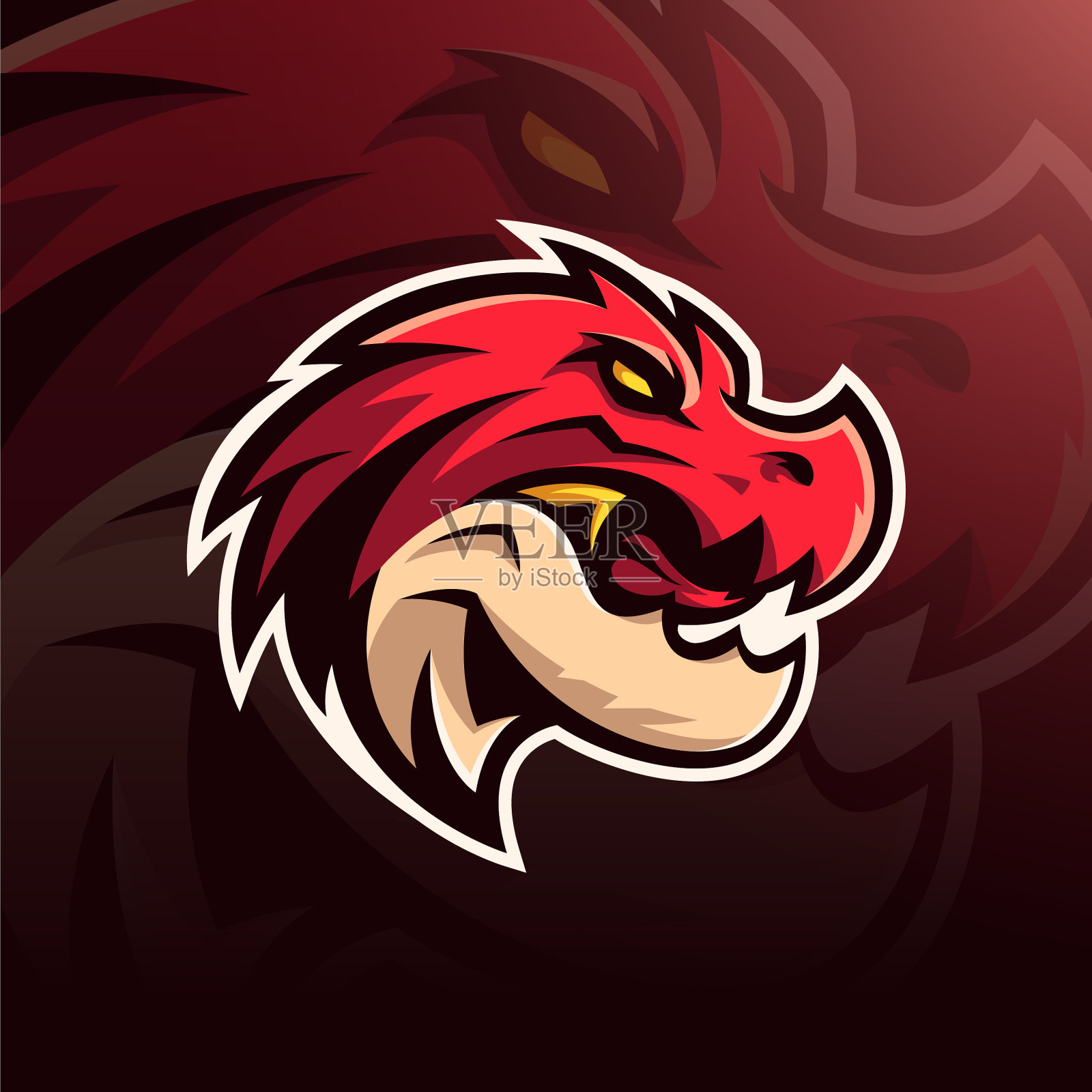 红色的雷克斯头吉祥物标志插画图片素材