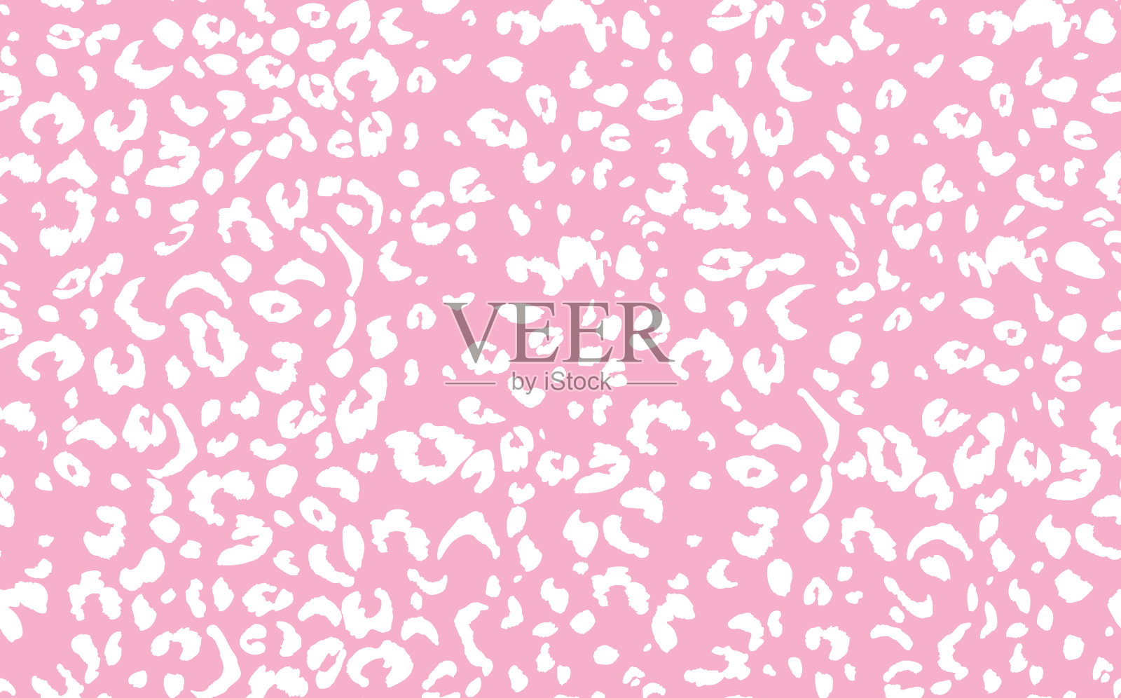 现代抽象豹纹无缝图案。动物的背景。粉红色和白色装饰矢量股票插图印刷，卡片，明信片，织物，纺织品。现代装饰的风格化皮肤插画图片素材