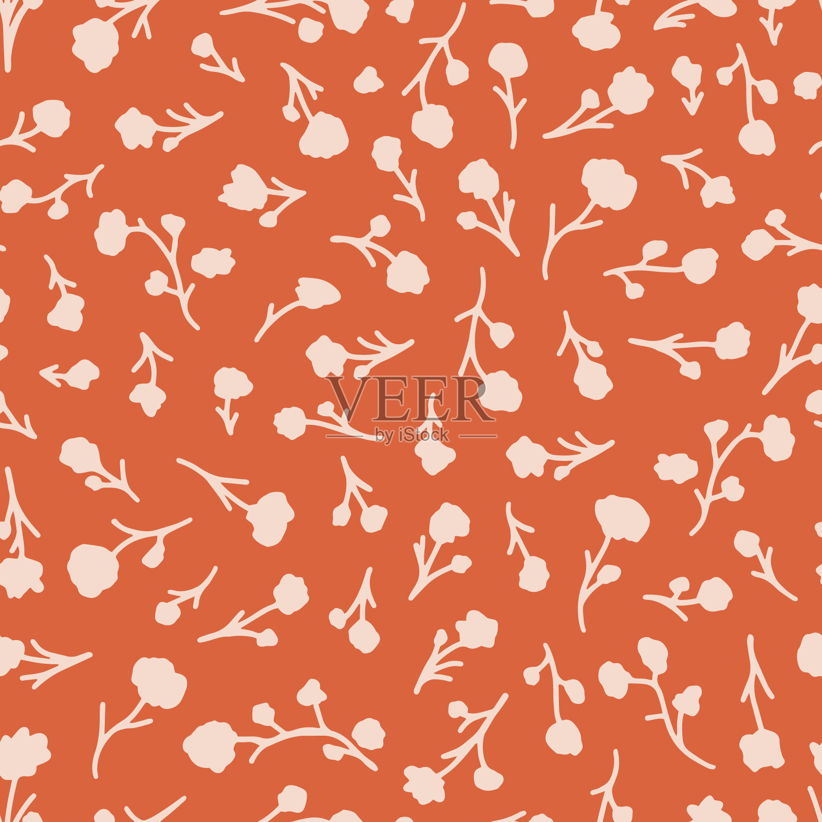 最小的花无缝重复模式。插画图片素材