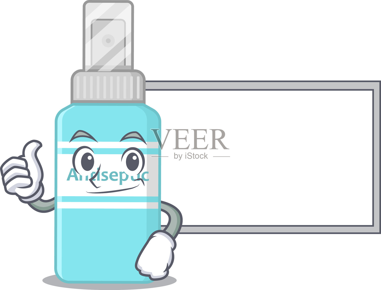 消毒漫画人物与白板设计元素图片